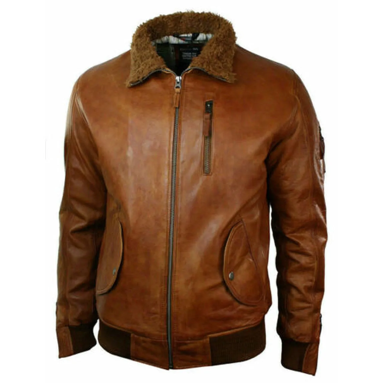 Fur Leather Jacket with Detachable Hood