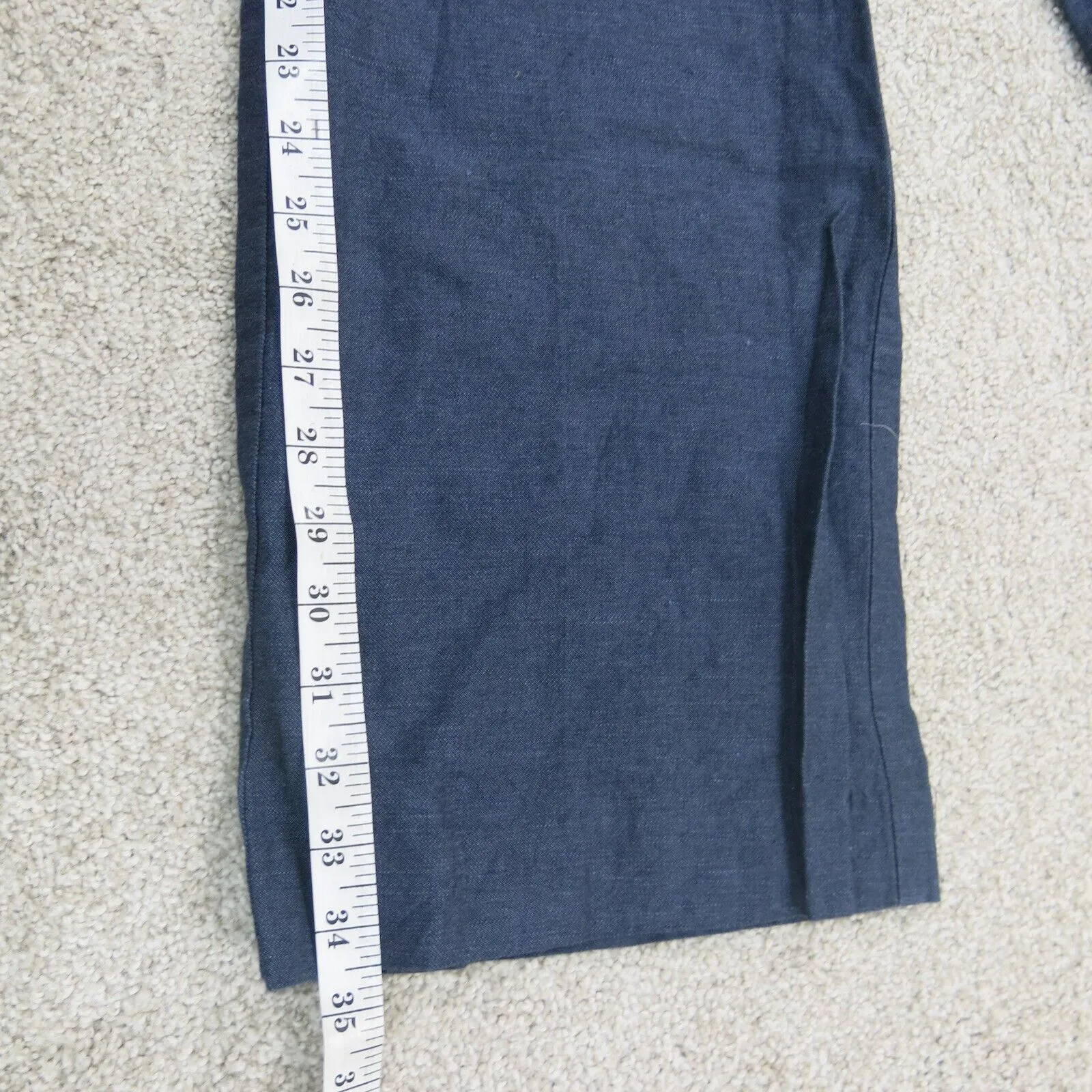 Gap Womens Pant Hip Slung Fit Flared Leg Mid Rise Pockets Navy Blue SZ 4 Petite