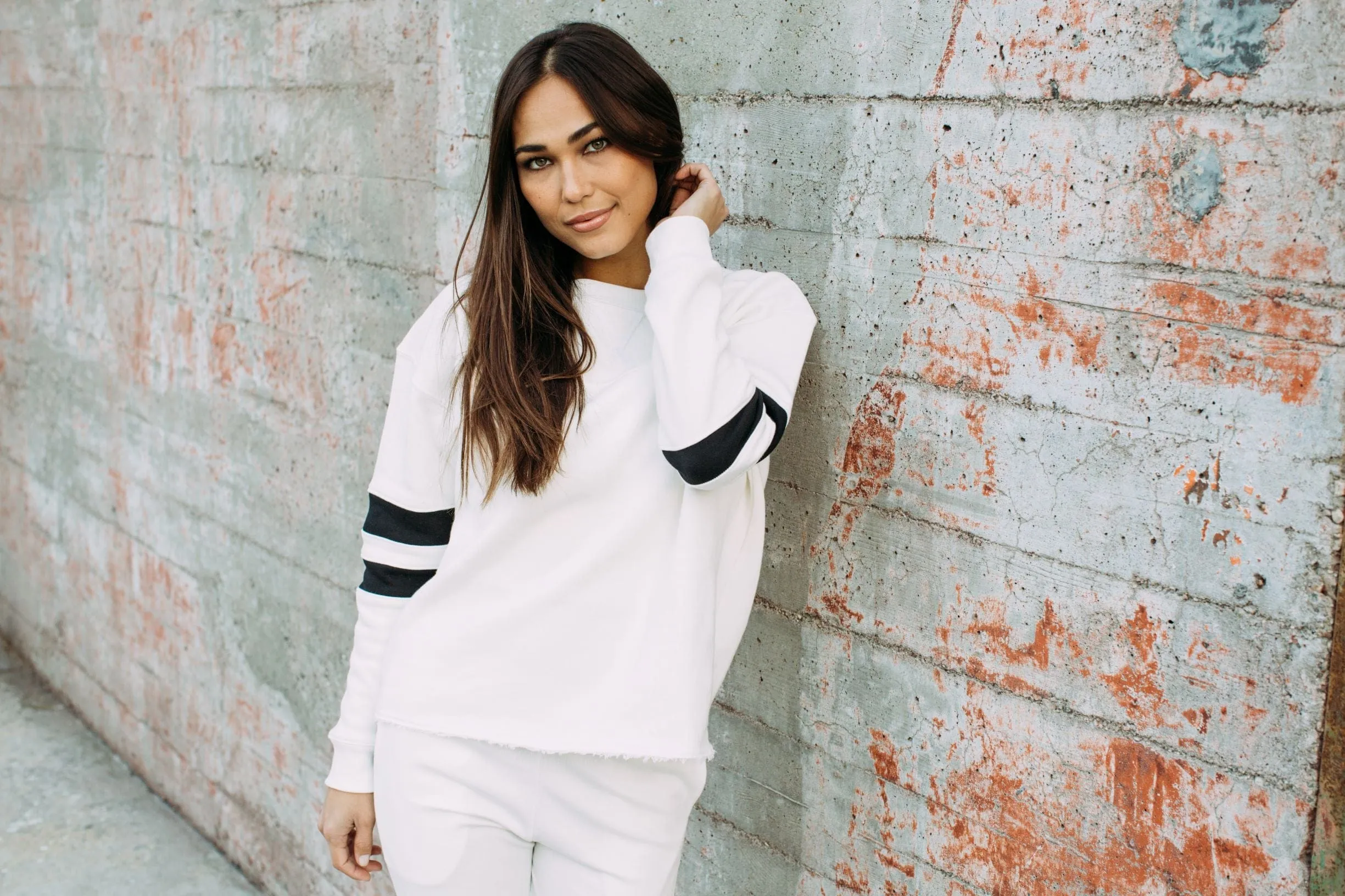 Gilda Organic Cotton Varsity Sweatshirt - White