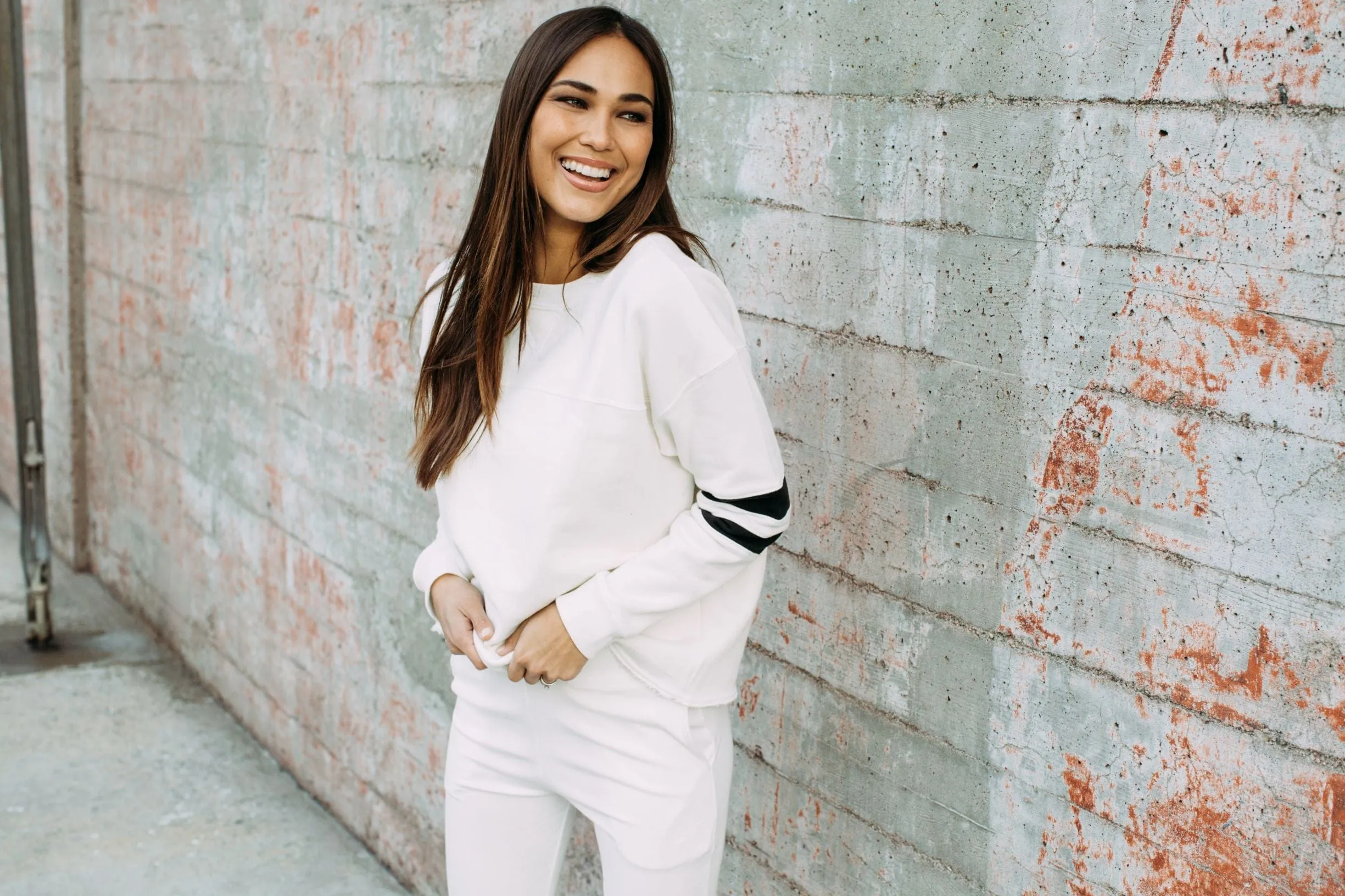 Gilda Organic Cotton Varsity Sweatshirt - White