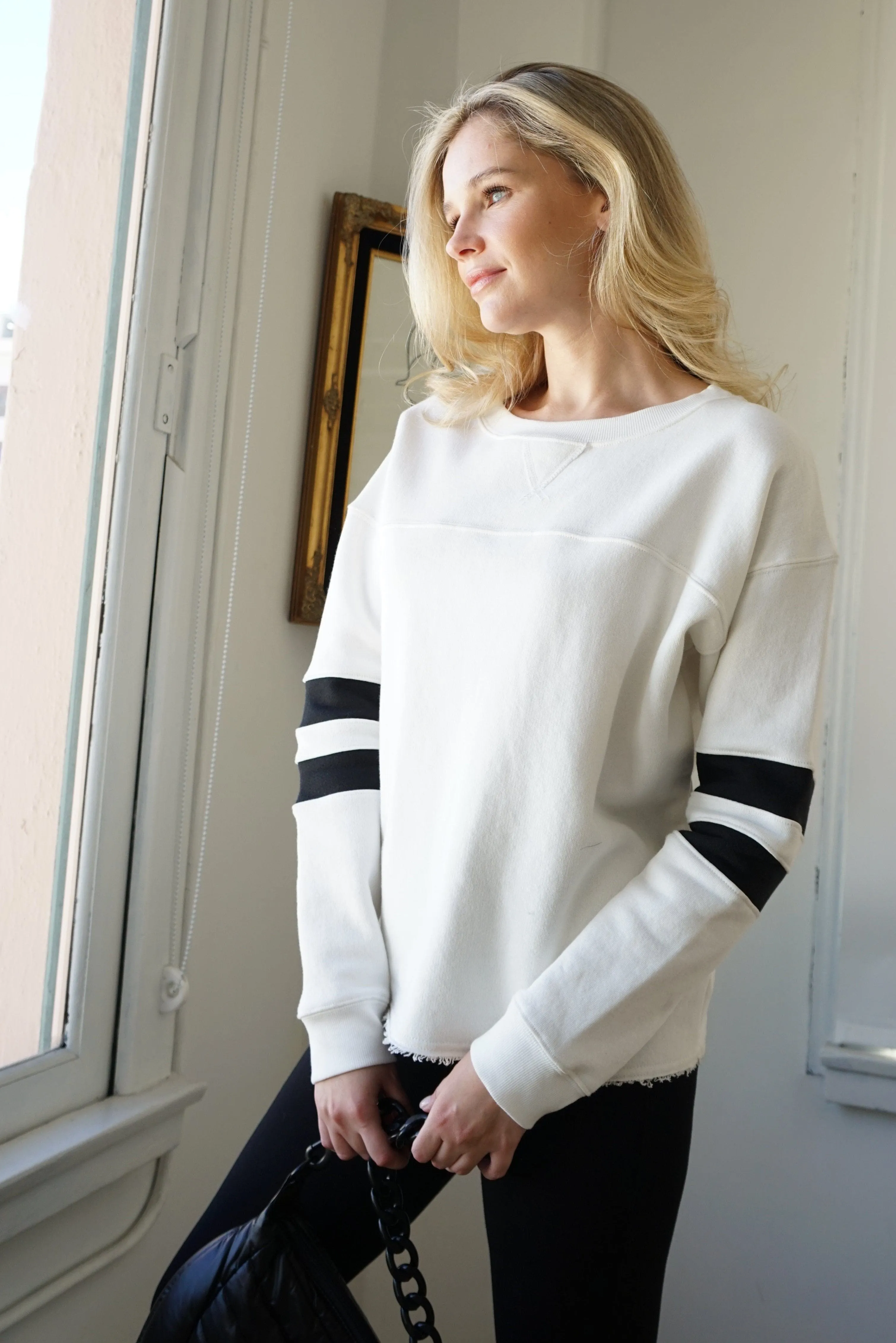Gilda Organic Cotton Varsity Sweatshirt - White
