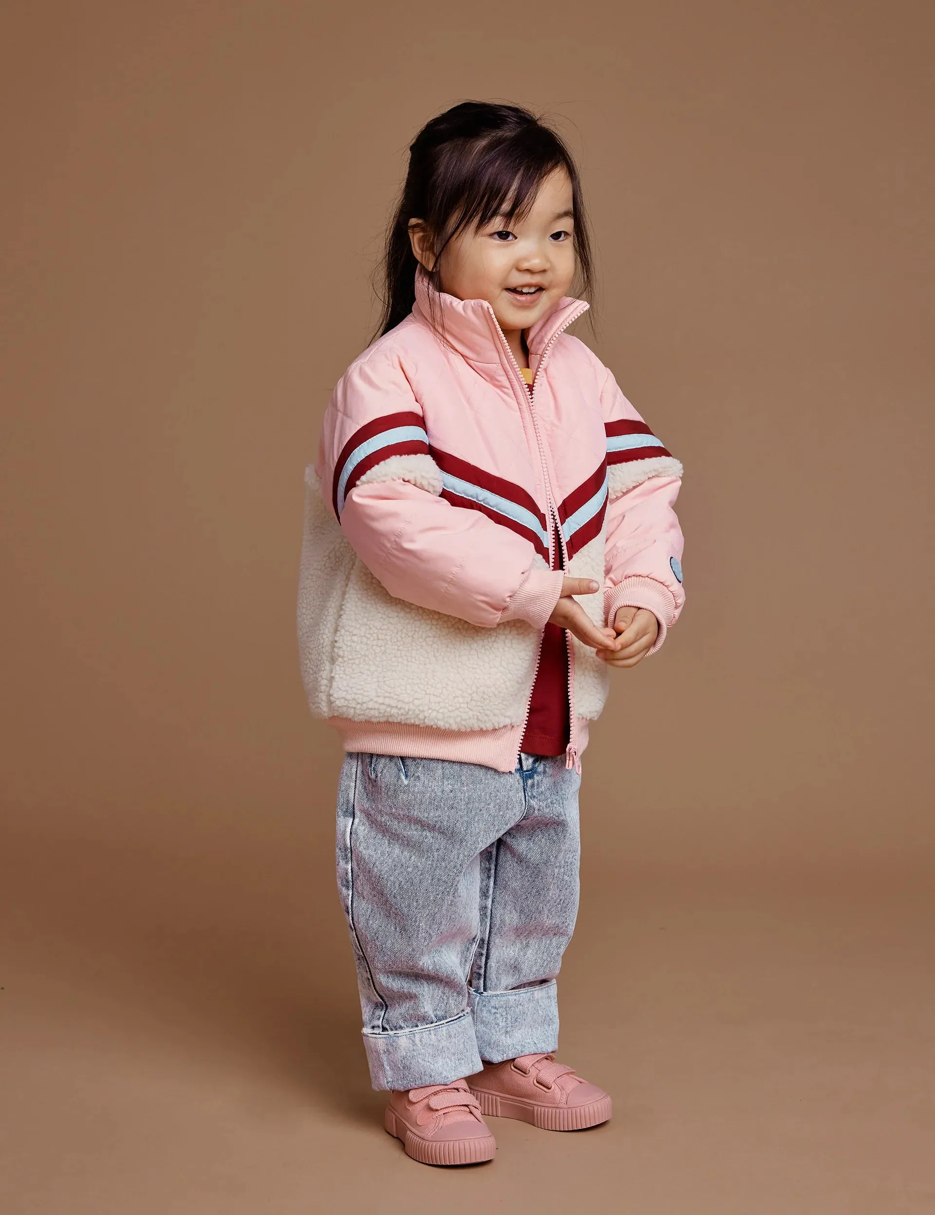 goldie   ace kobe shearling jacket - tulip pink