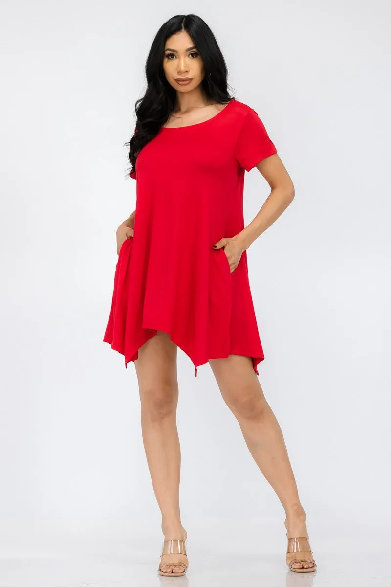 HH661R-SOL - TUNIC HANDKERCHIEF DRESS