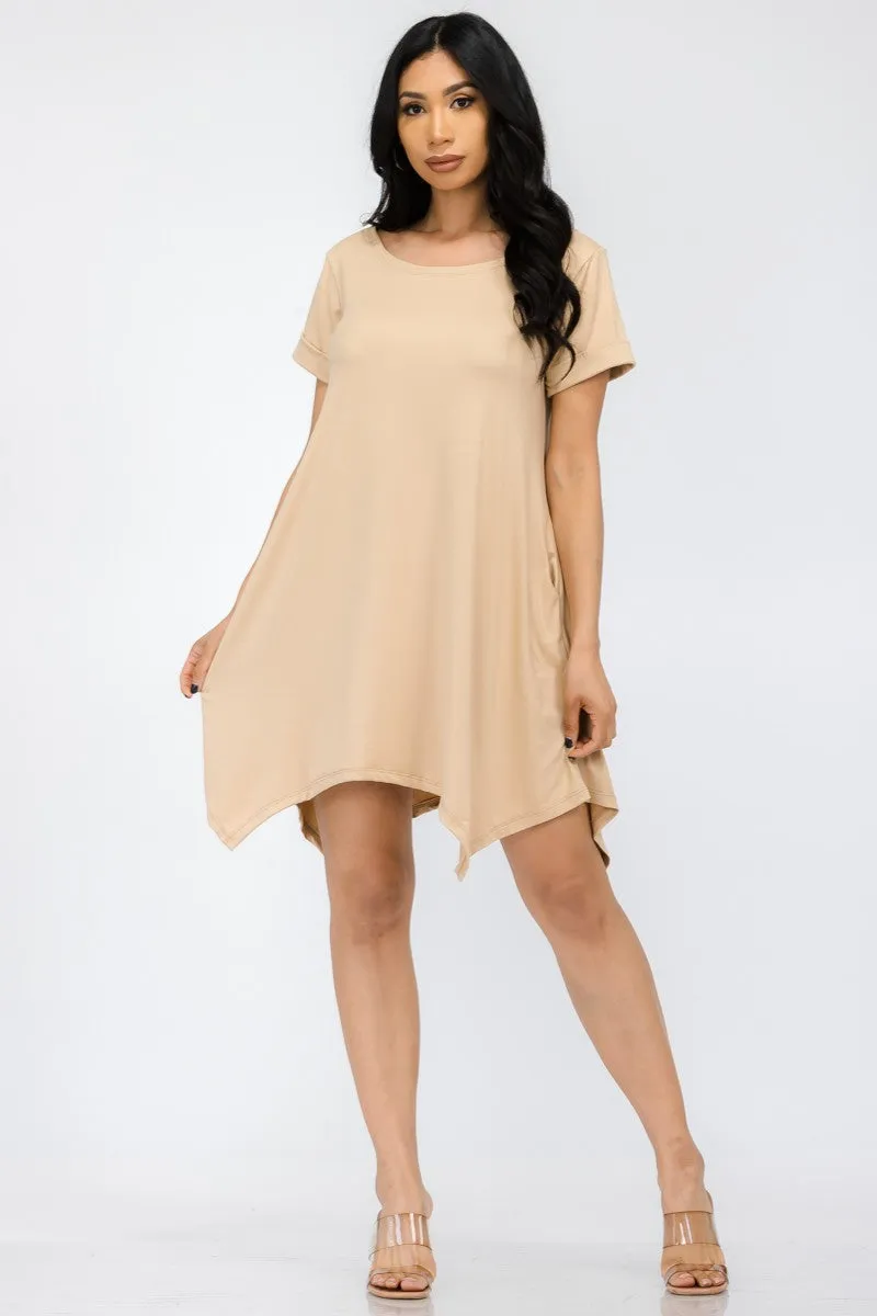 HH661R-SOL - TUNIC HANDKERCHIEF DRESS