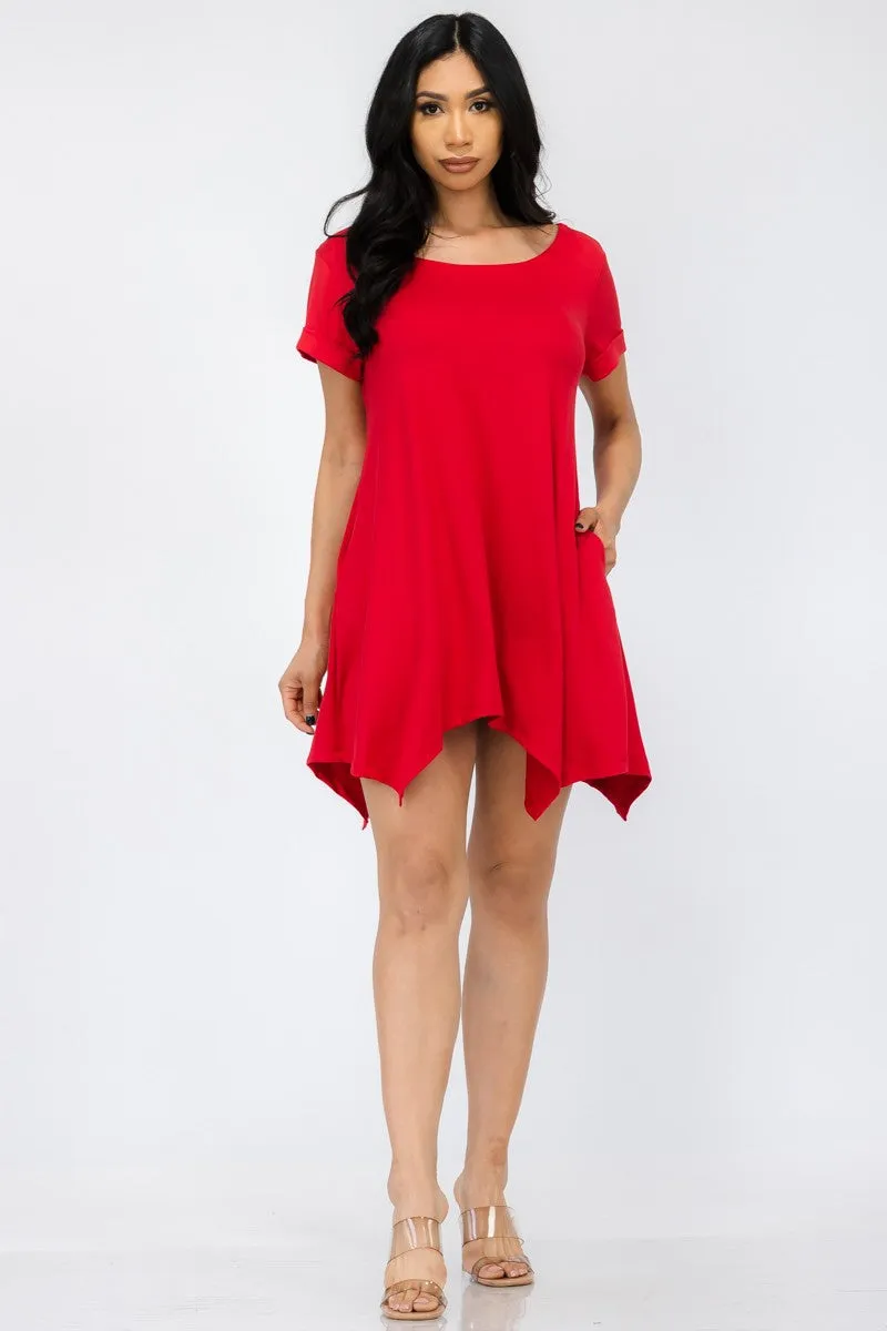 HH661R-SOL - TUNIC HANDKERCHIEF DRESS