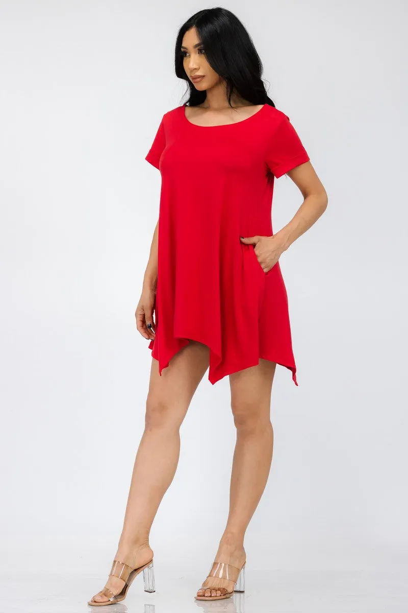 HH661R-SOL - TUNIC HANDKERCHIEF DRESS