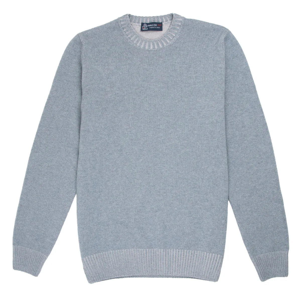 Ice Blue Wool & Cashmere Blend Crew Neck Jumper