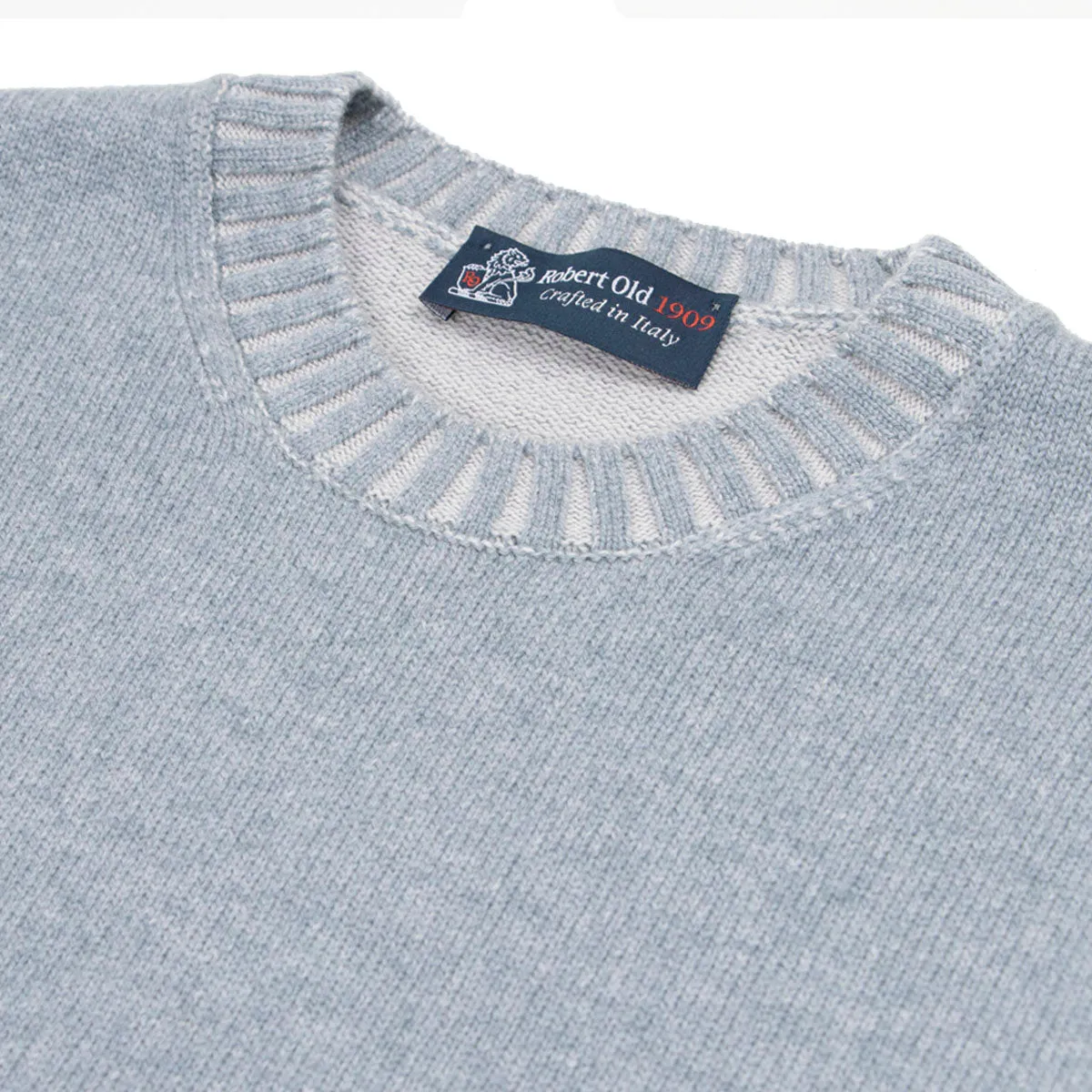 Ice Blue Wool & Cashmere Blend Crew Neck Jumper