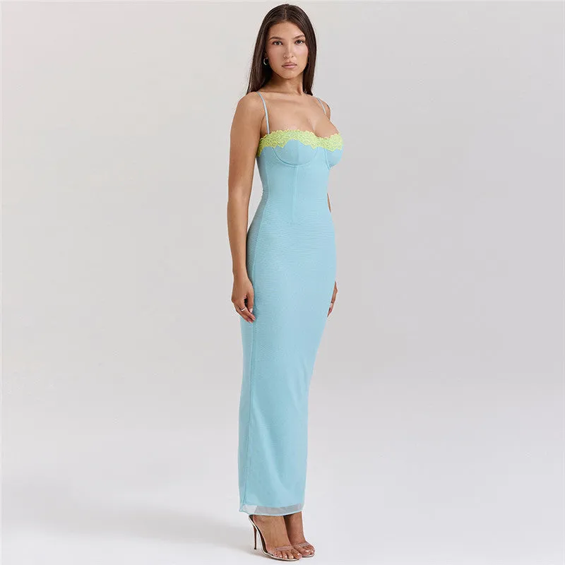 Irene Lace Spaghetti Strap Bodycon Maxi Dress
