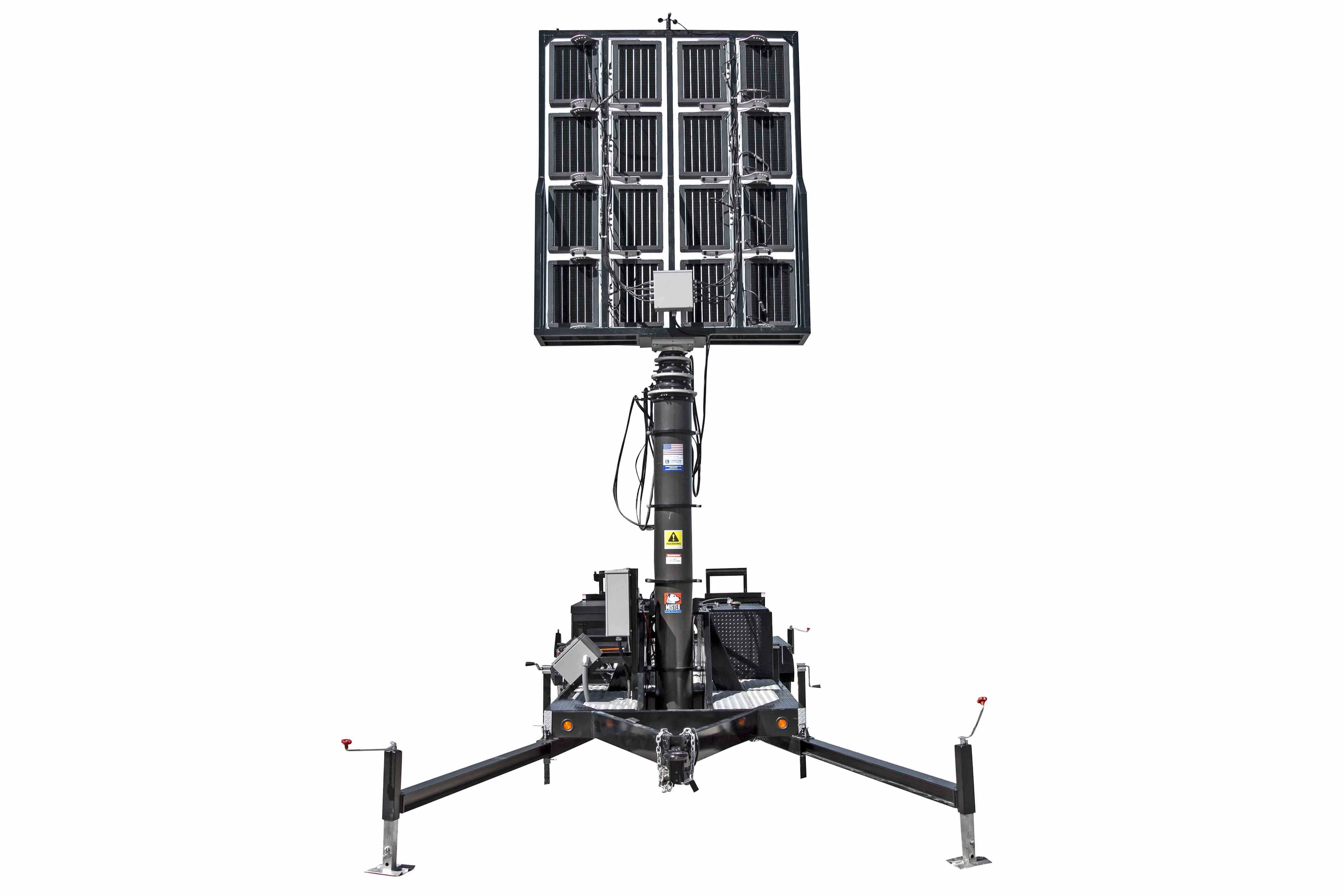 Larson Electronics 50' Pneumatic Megatower™ on 21' Trailer - (16) 500 Watt LED Lights, (4) Cameras, 2TB NVR, Router - 11KW Genset