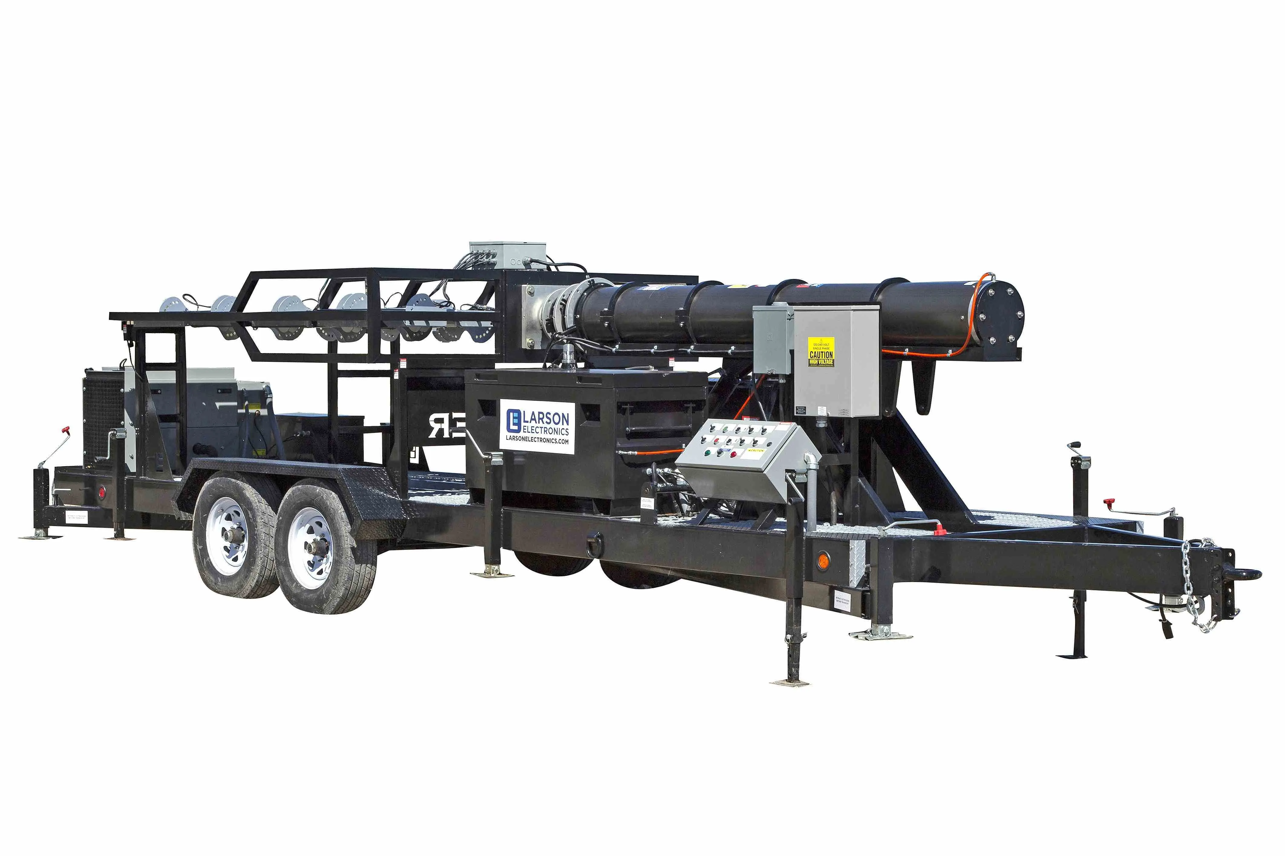 Larson Electronics 50' Pneumatic Megatower™ on 21' Trailer - (16) 500 Watt LED Lights, (4) Cameras, 2TB NVR, Router - 11KW Genset