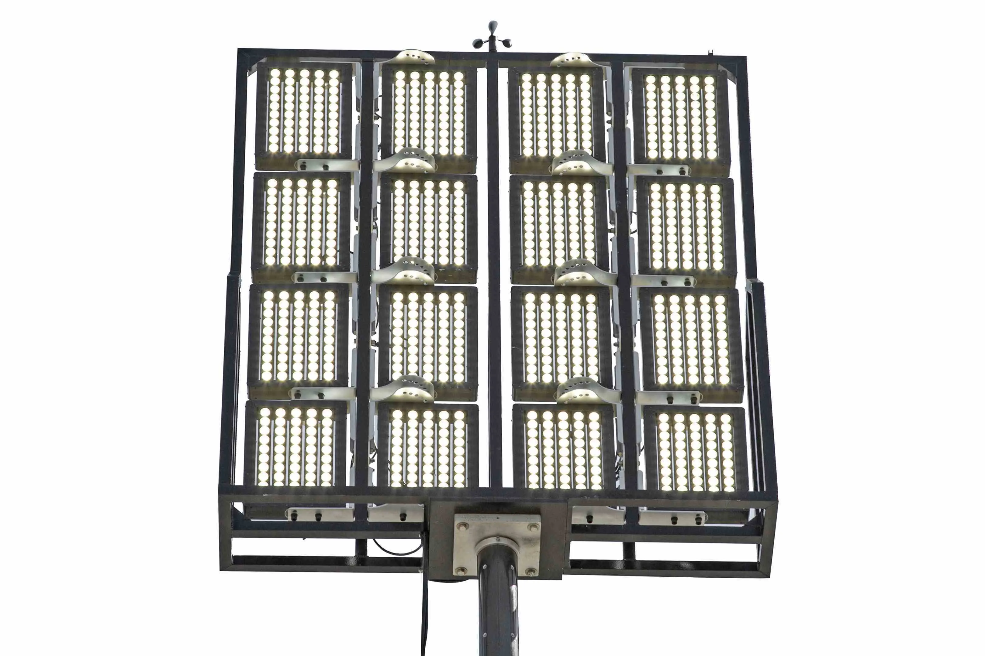 Larson Electronics 50' Pneumatic Megatower™ on 21' Trailer - (16) 500 Watt LED Lights, (4) Cameras, 2TB NVR, Router - 11KW Genset