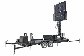Larson Electronics 50' Pneumatic Megatower™ on 21' Trailer - (16) 500 Watt LED Lights, (4) Cameras, 2TB NVR, Router - 11KW Genset