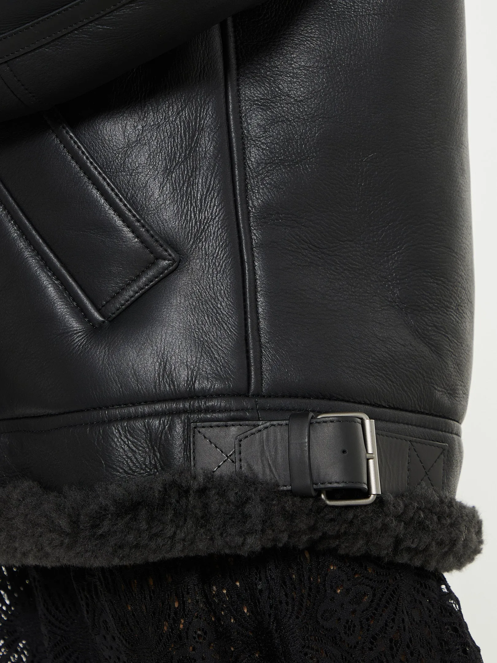 Leather Shearling Jacket in Black