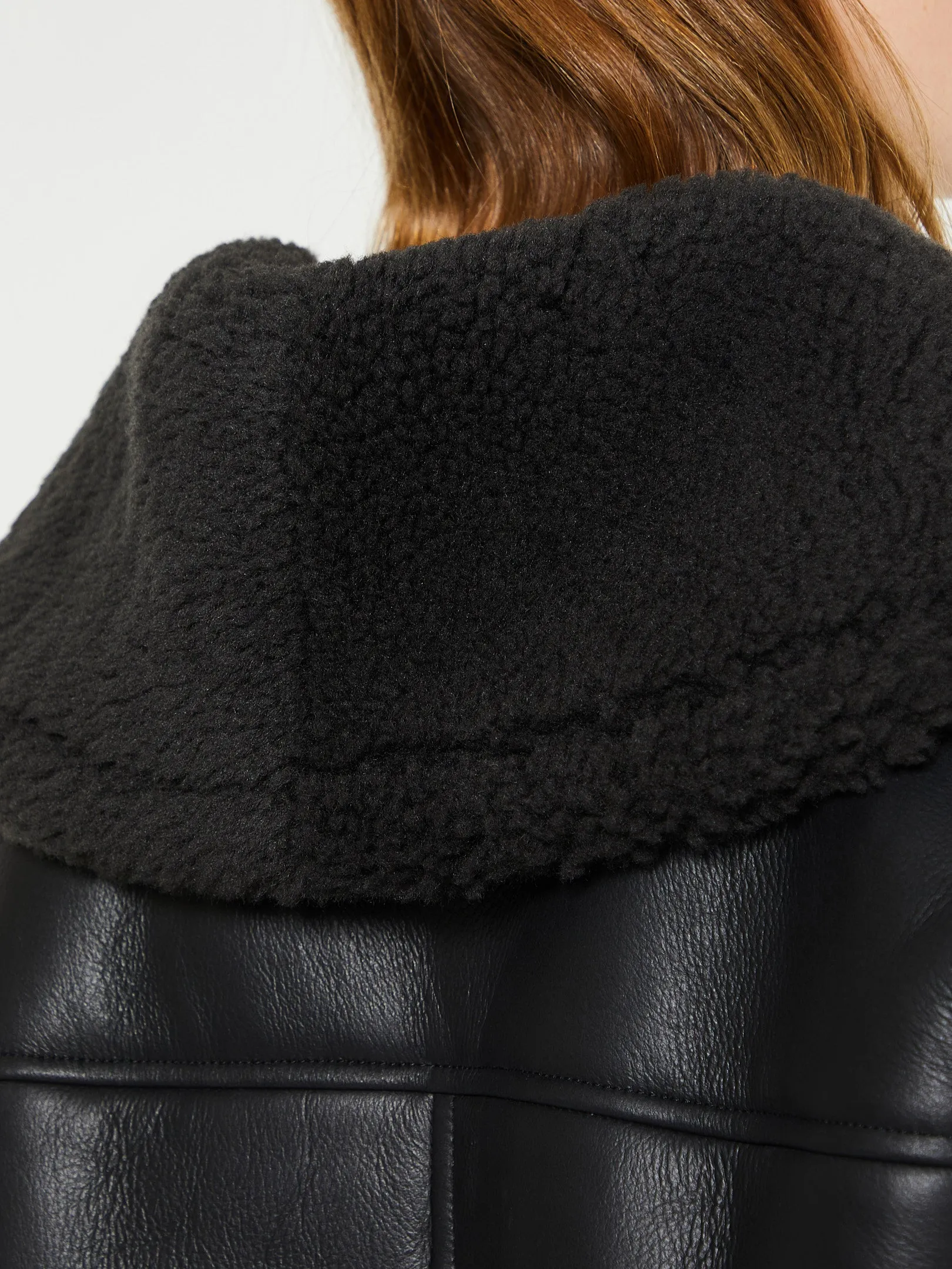 Leather Shearling Jacket in Black