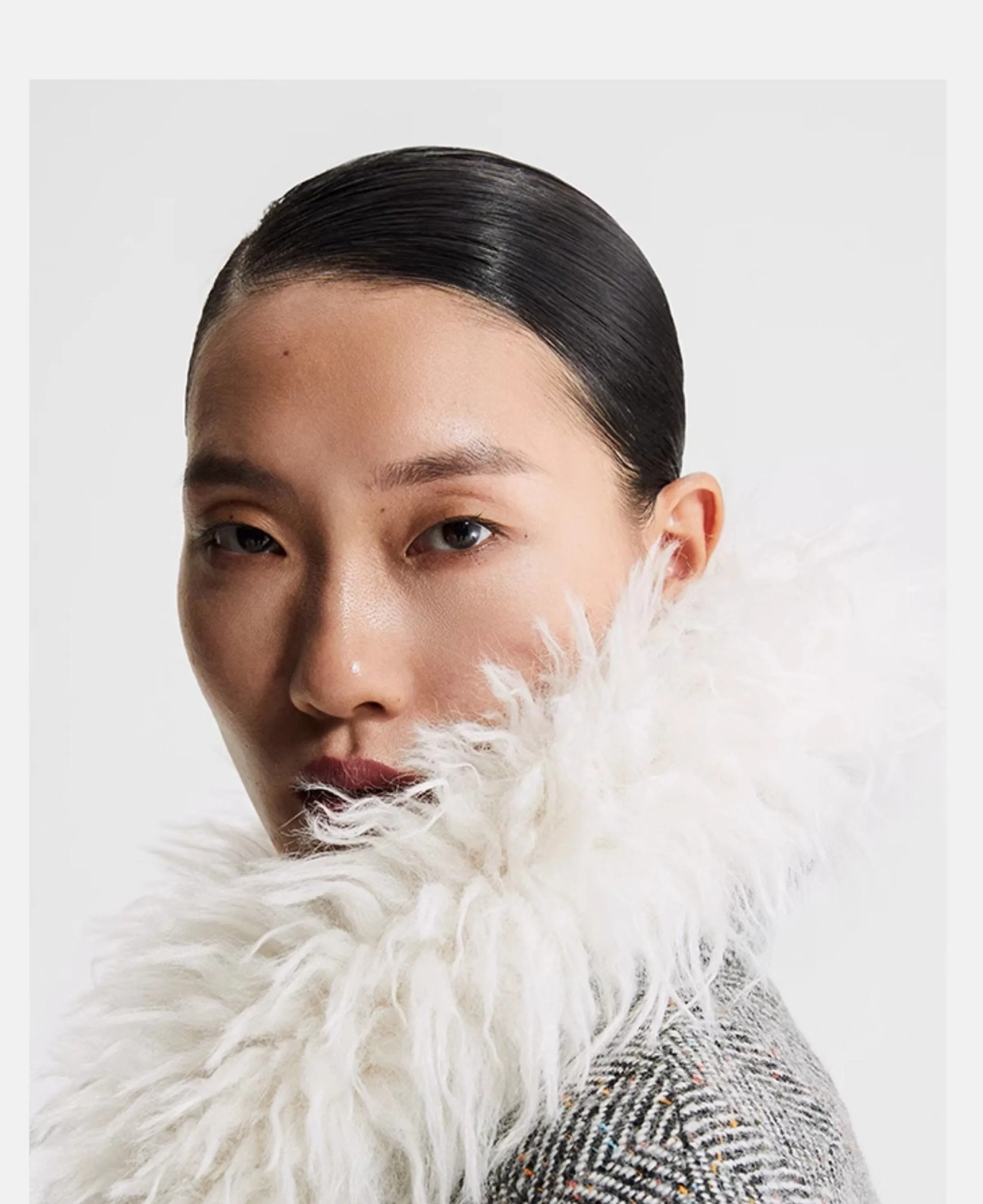 LEDIM W wool fur collar tweed cropped jacket SIll