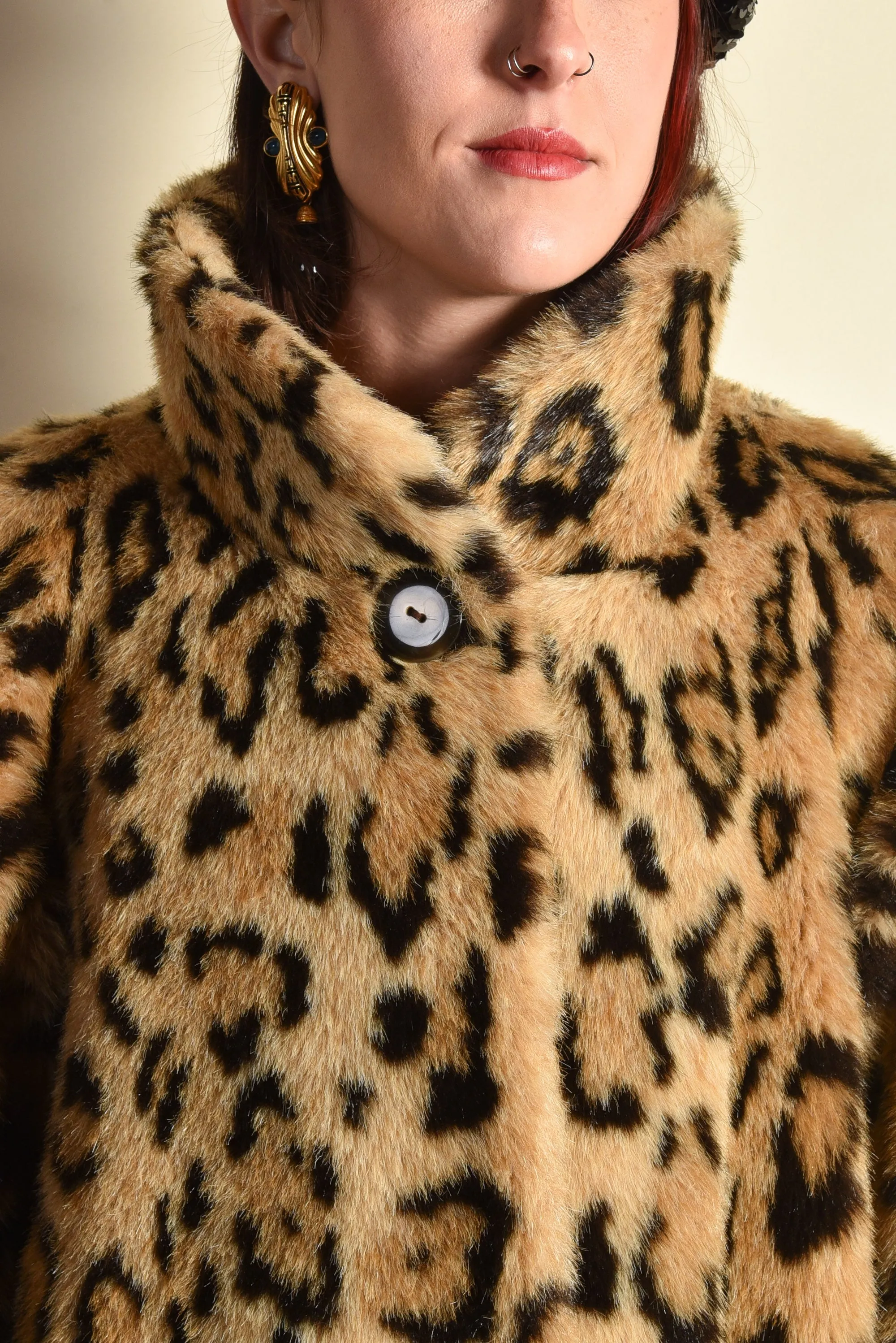 Leyla 1980s Leopard Print Swing Coat
