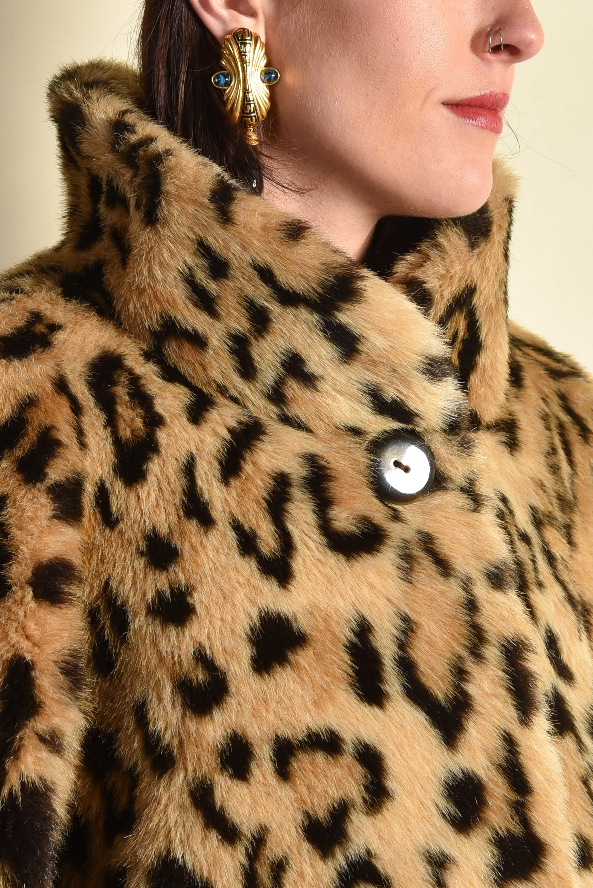 Leyla 1980s Leopard Print Swing Coat