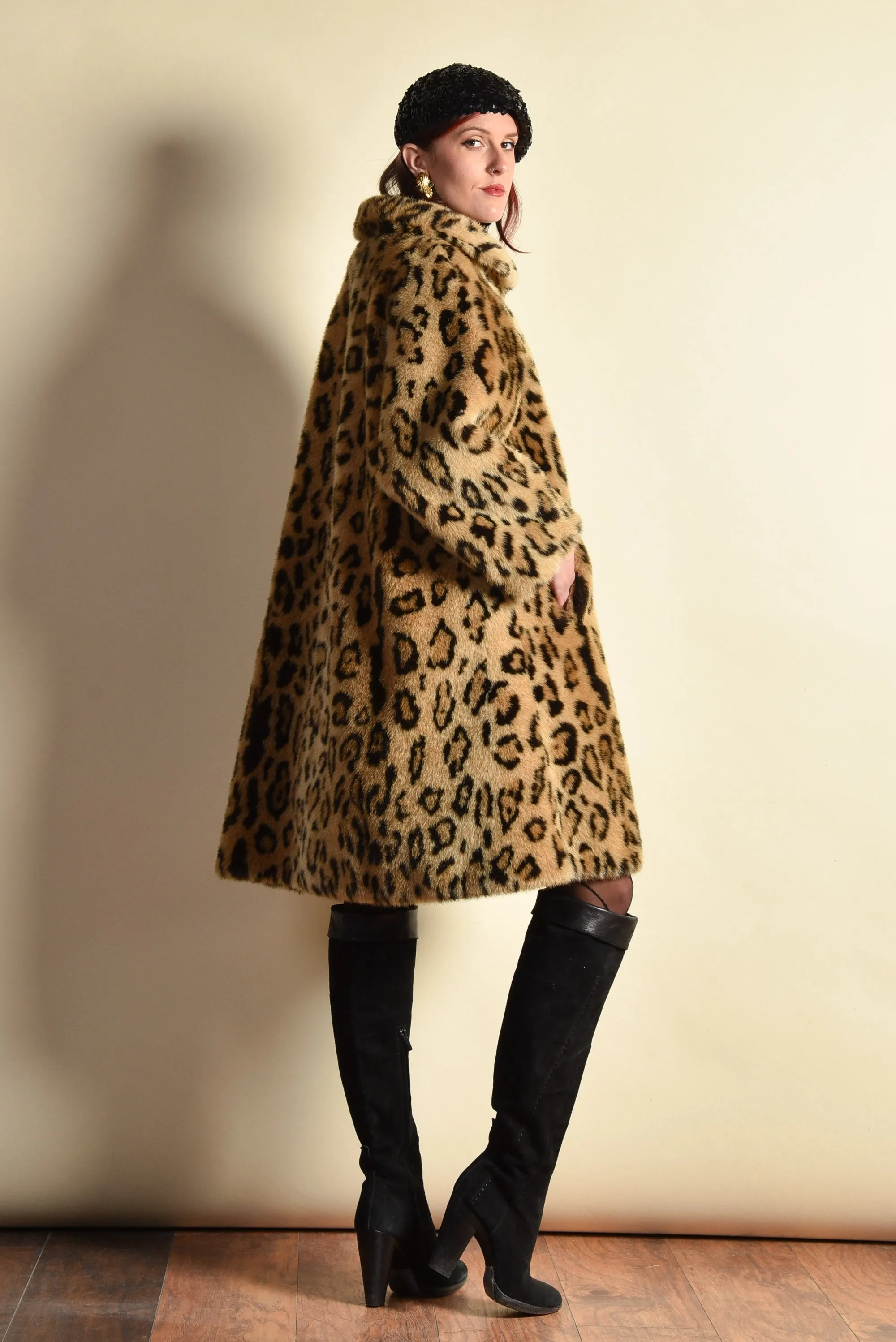 Leyla 1980s Leopard Print Swing Coat