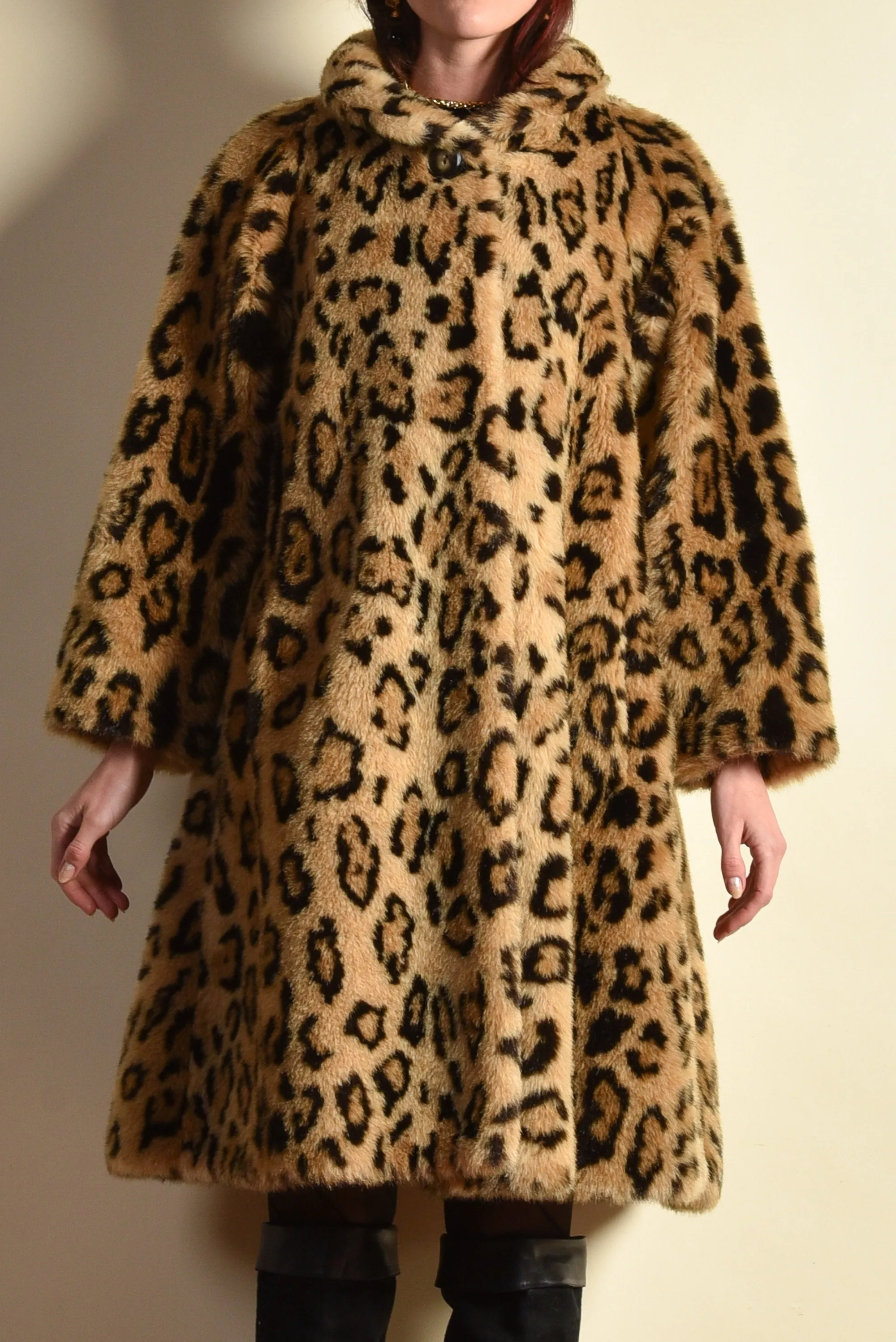 Leyla 1980s Leopard Print Swing Coat