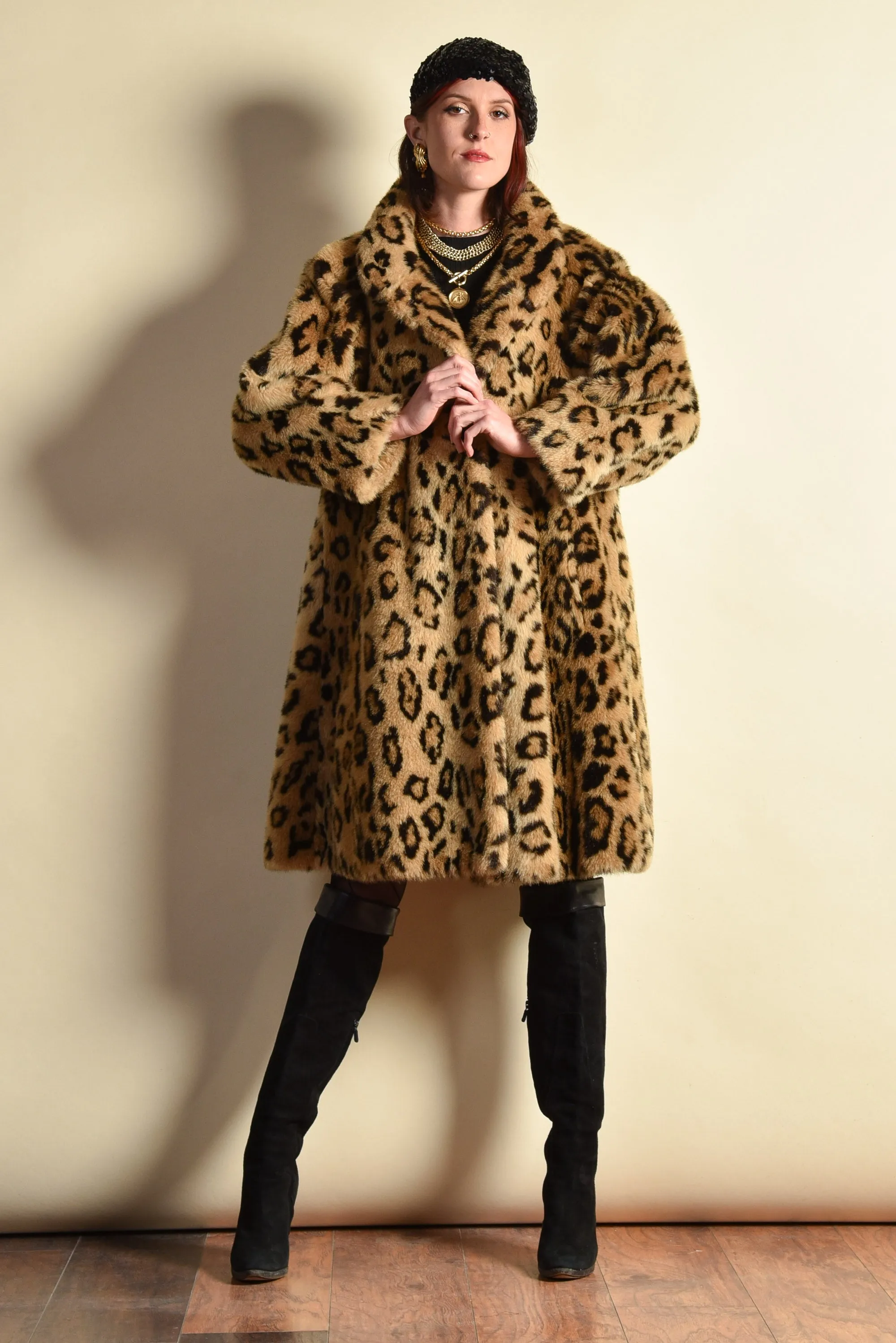 Leyla 1980s Leopard Print Swing Coat
