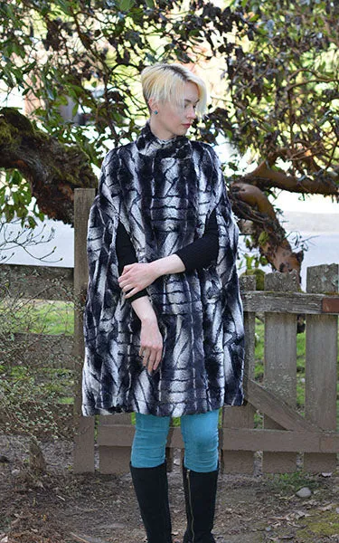 Long Cape - Luxury Faux Fur in Black Mamba