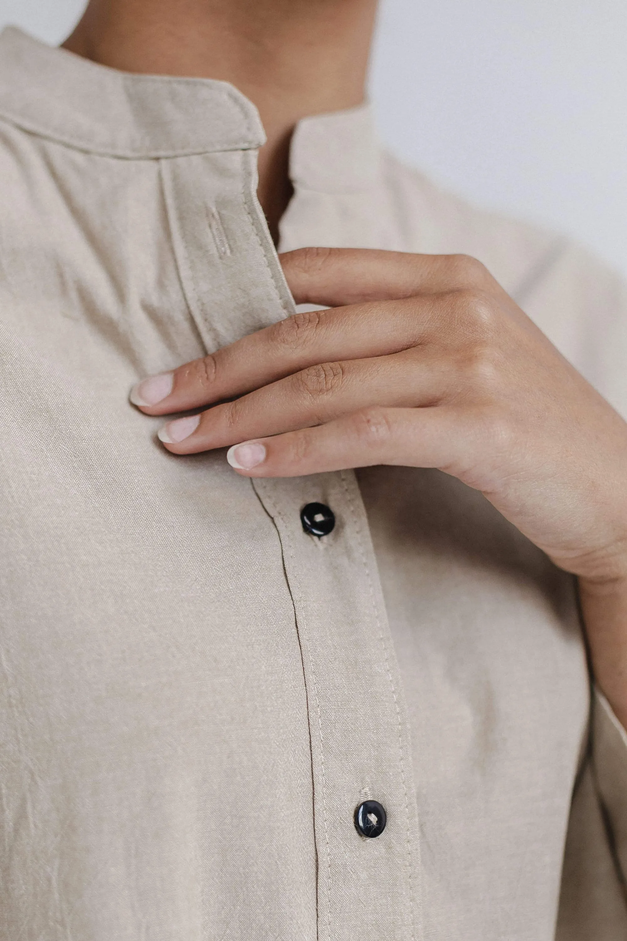 Long Sleeve Sleepdress — Beige