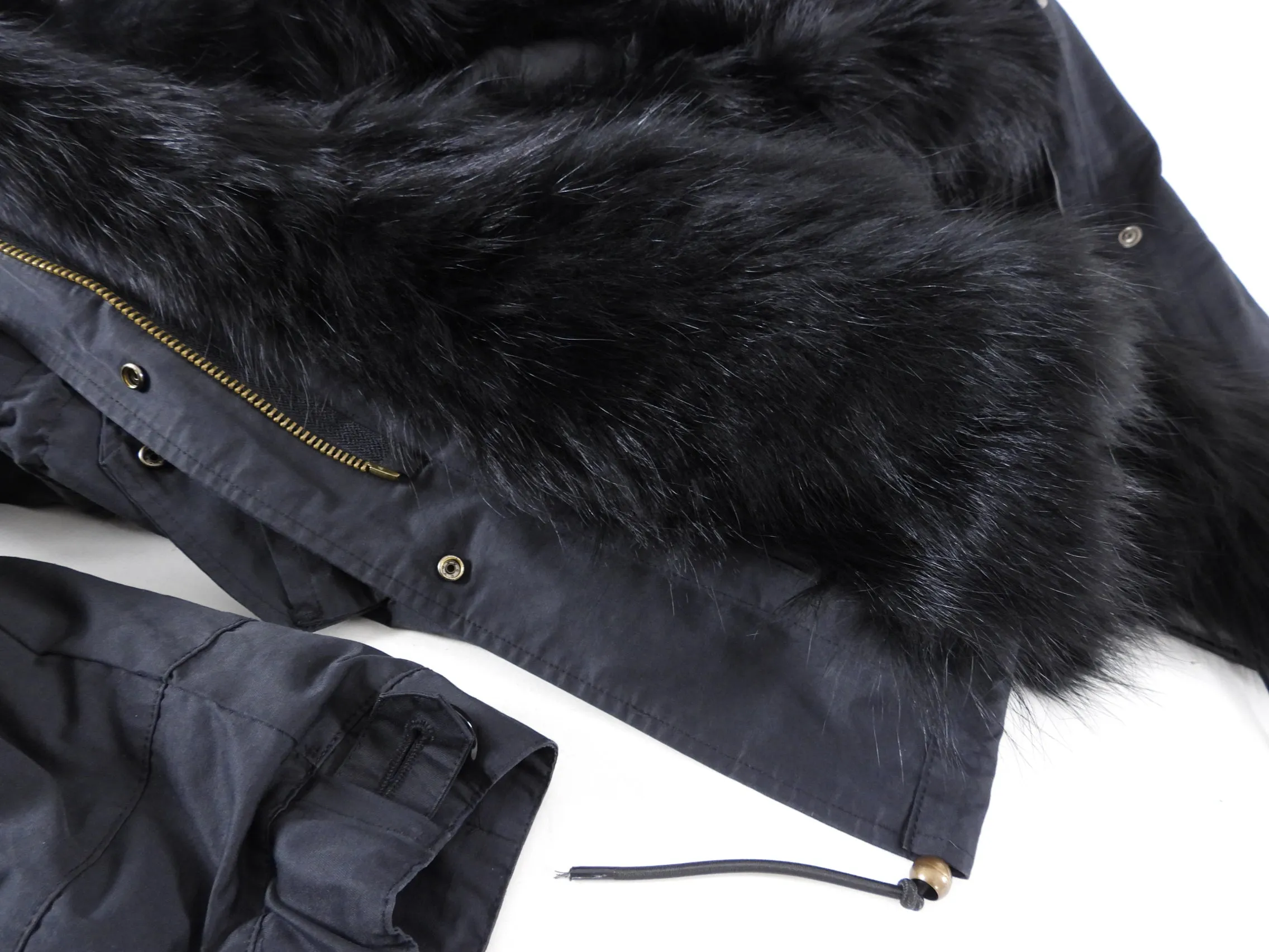 Mao Maokong Black Fur lined Fishtail Parka - S