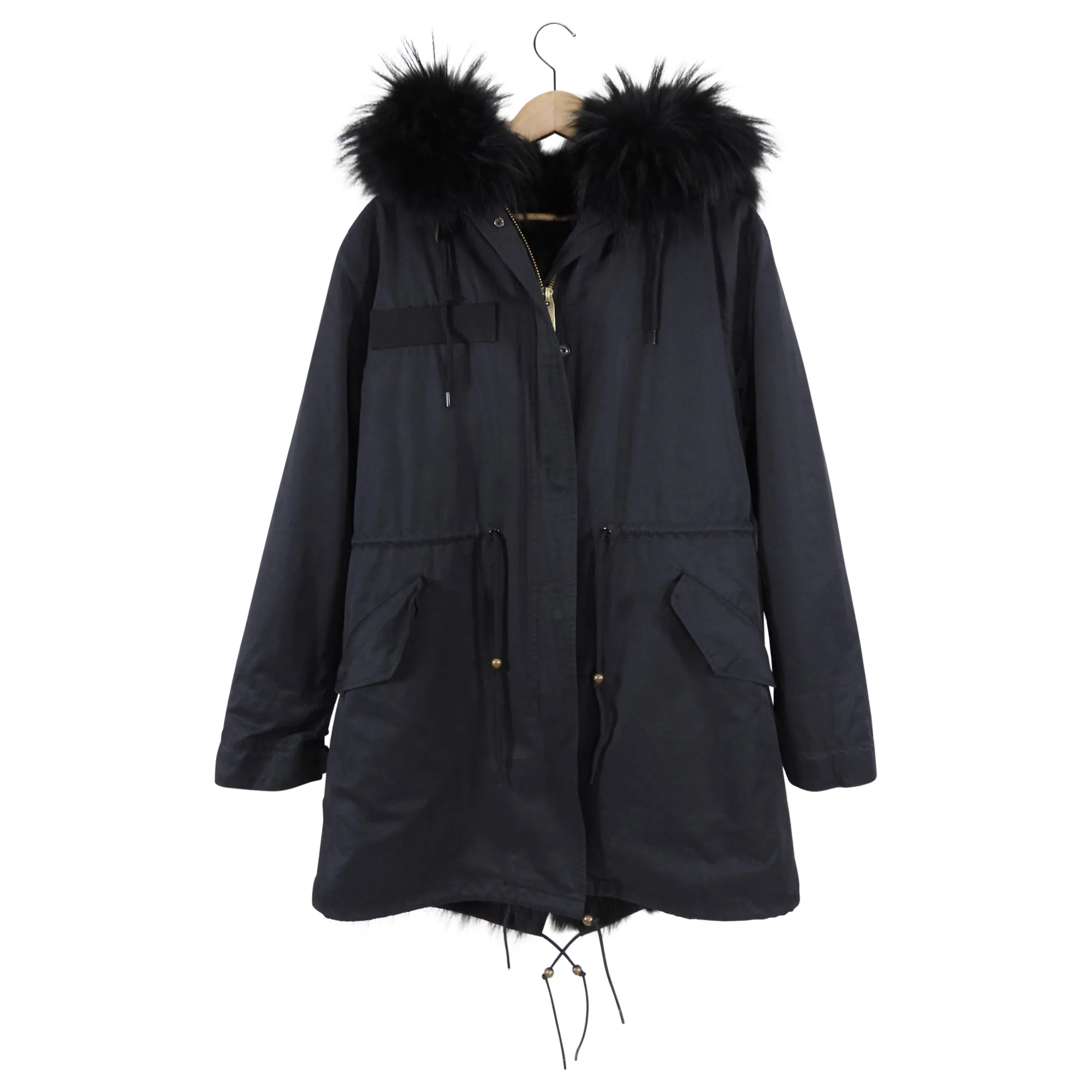 Mao Maokong Black Fur lined Fishtail Parka - S
