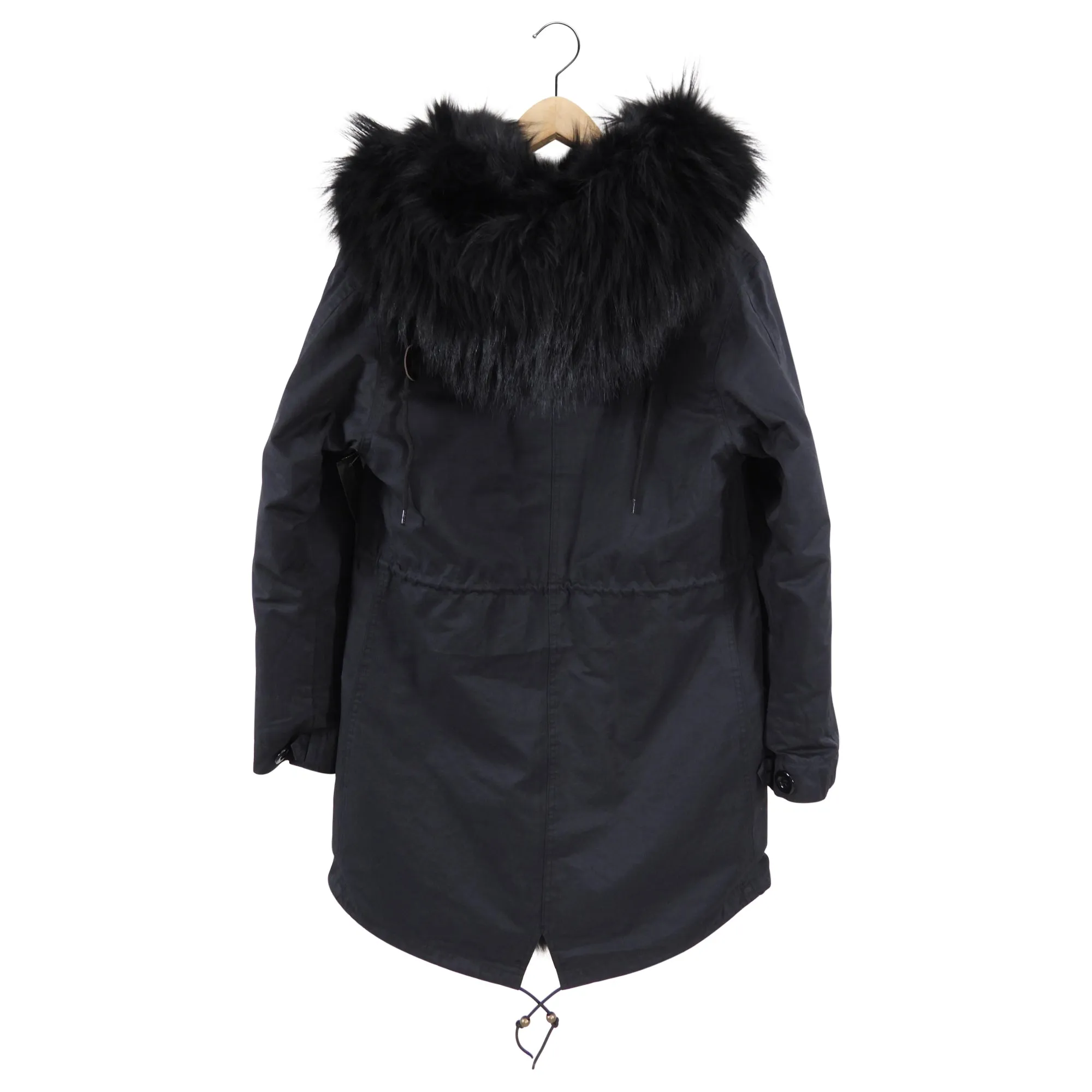 Mao Maokong Black Fur lined Fishtail Parka - S