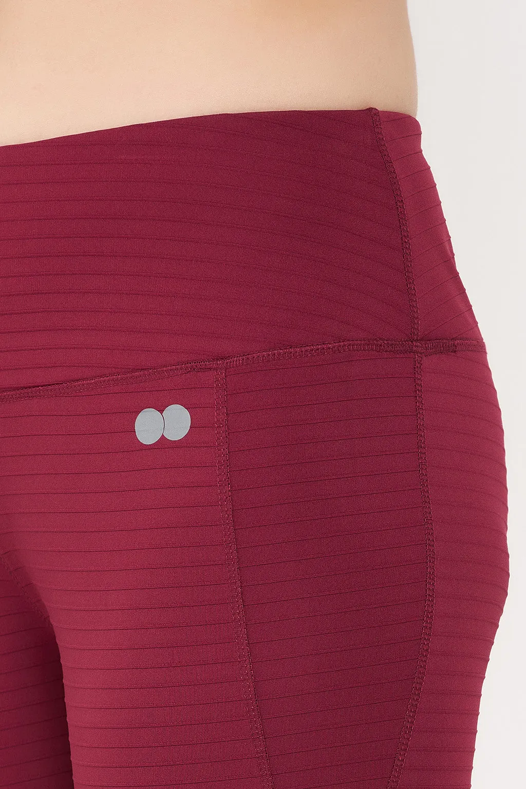 Maroon Poly Spandex Flared Yoga Pants With Side Pocket