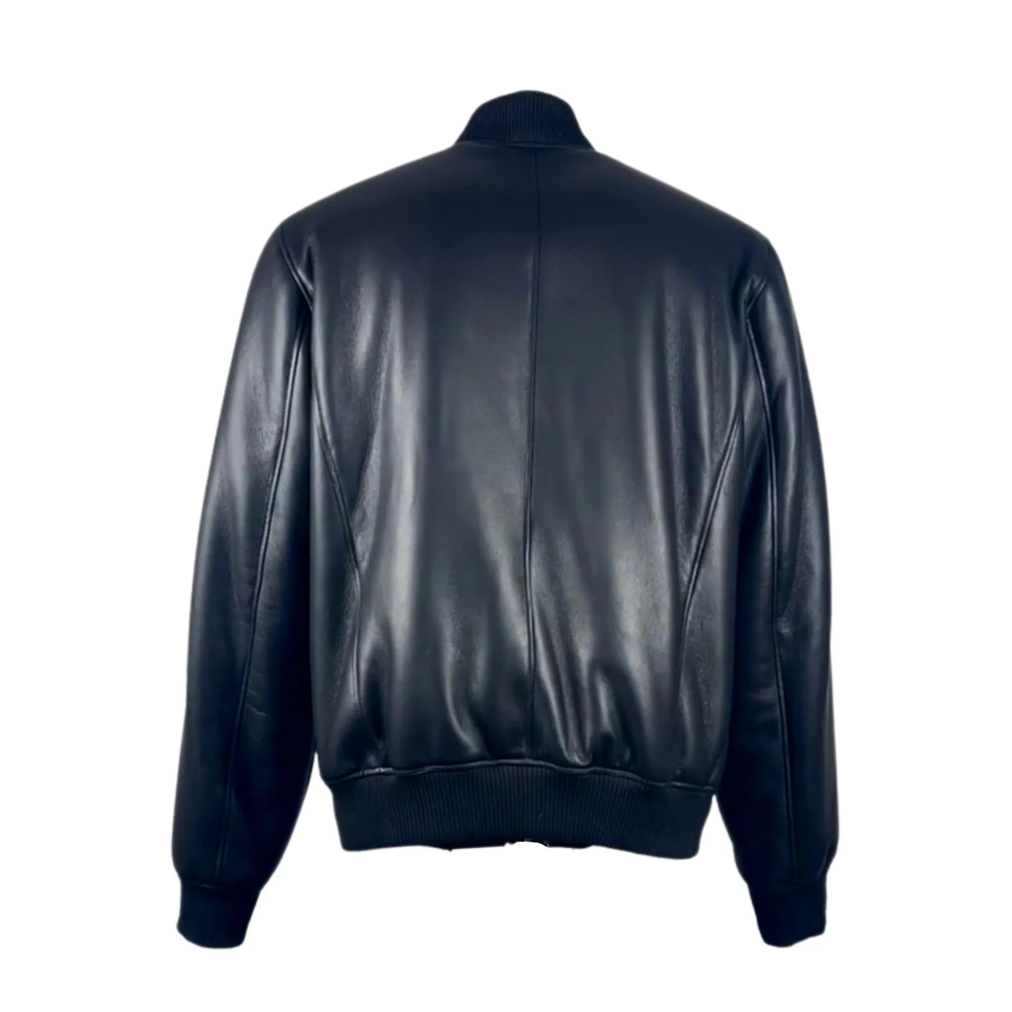 Men's Black Baseball Shearling Jacket Style # 4032