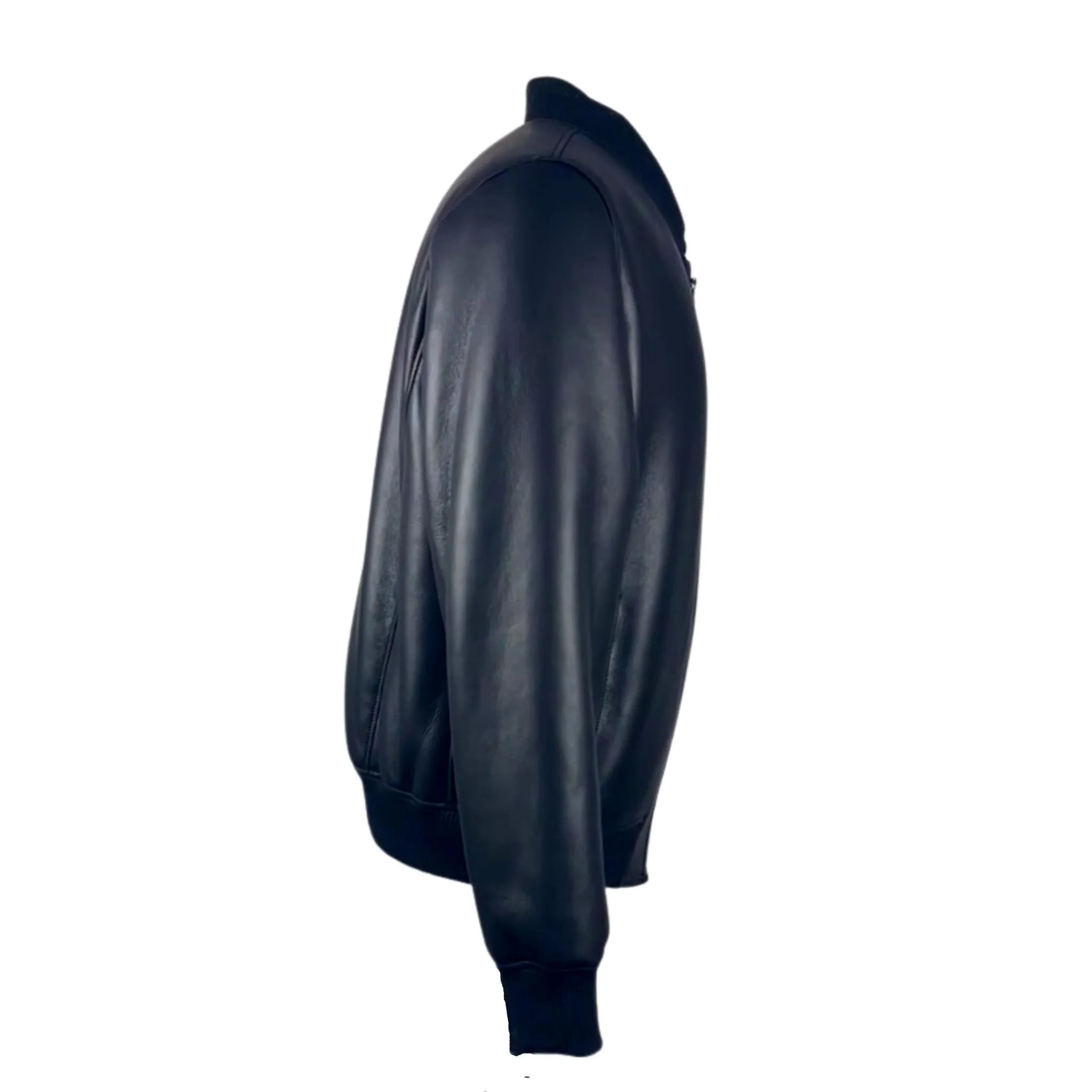 Men's Black Baseball Shearling Jacket Style # 4032