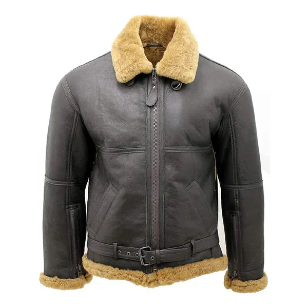 Men's Grey RAF Ginger Faux Shearling Flying Jacket