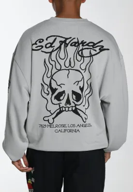 Mens Mono-Flash-Sheet Graphic Crew Neck Sweatshirt - Grey