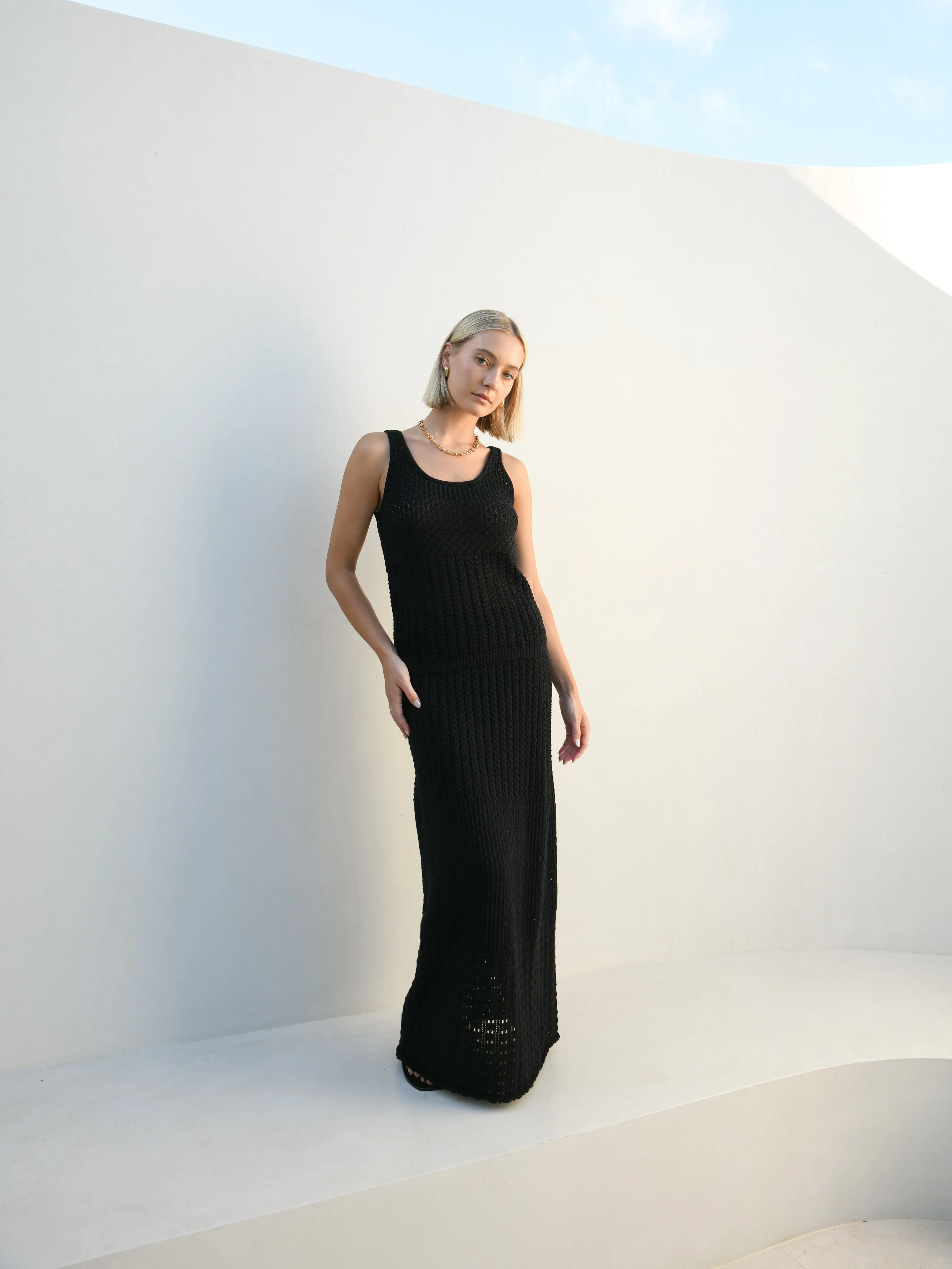Mia Crochet Maxi Skirt - Black