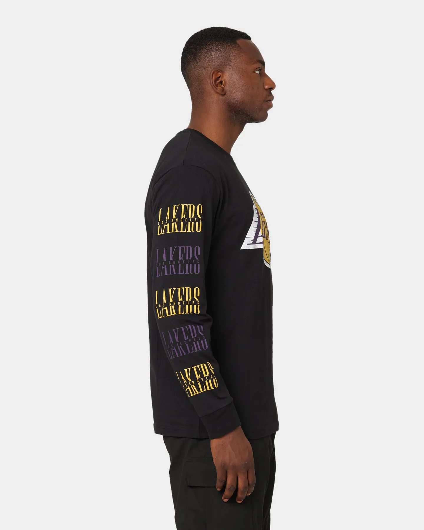 Mitchell & Ness Los Angeles Lakers Split Logo Repeat Long Sleeve T-Shirt Standard Black