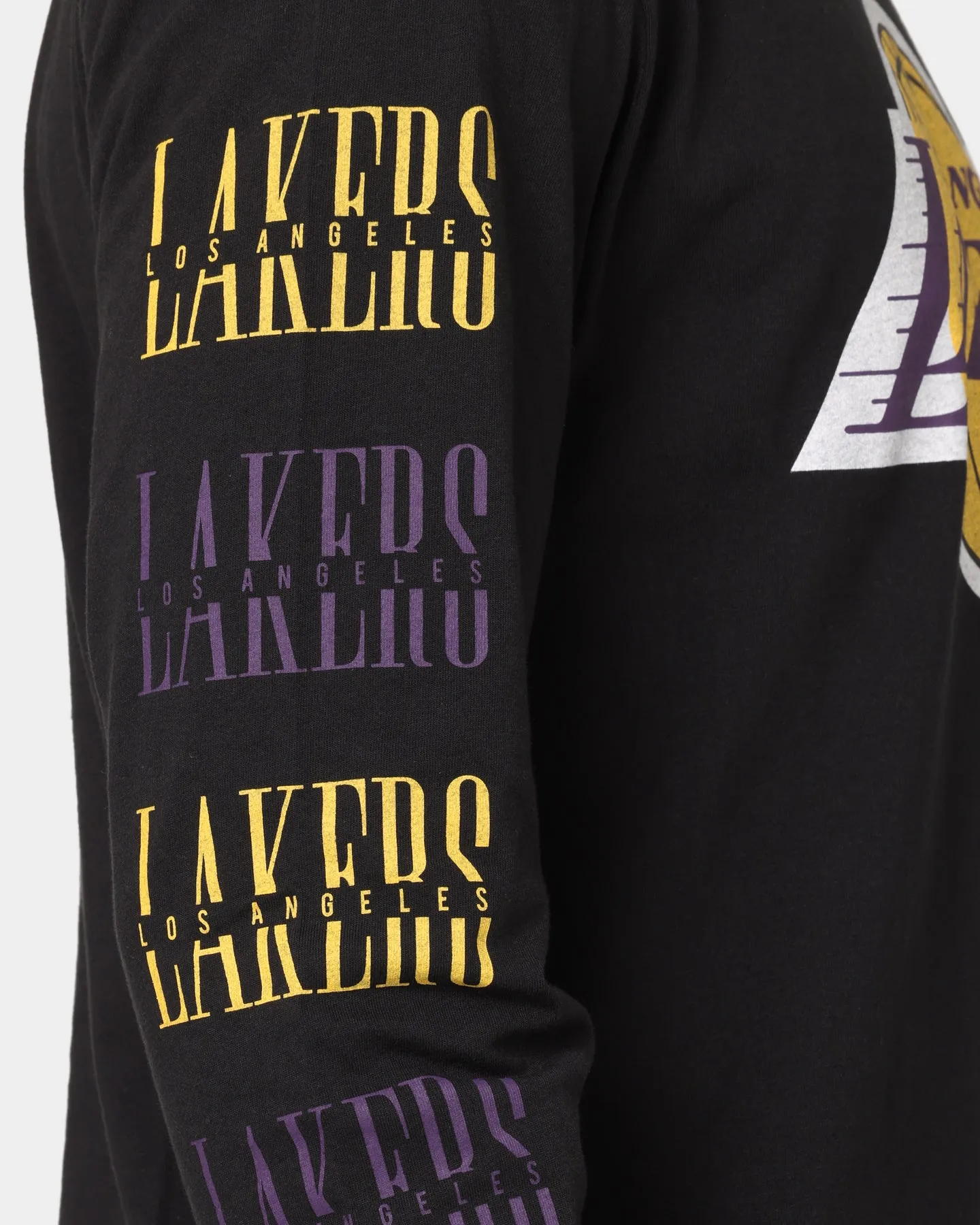 Mitchell & Ness Los Angeles Lakers Split Logo Repeat Long Sleeve T-Shirt Standard Black