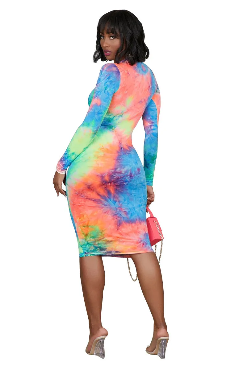 Multicolour Printed  Bodycon Dress