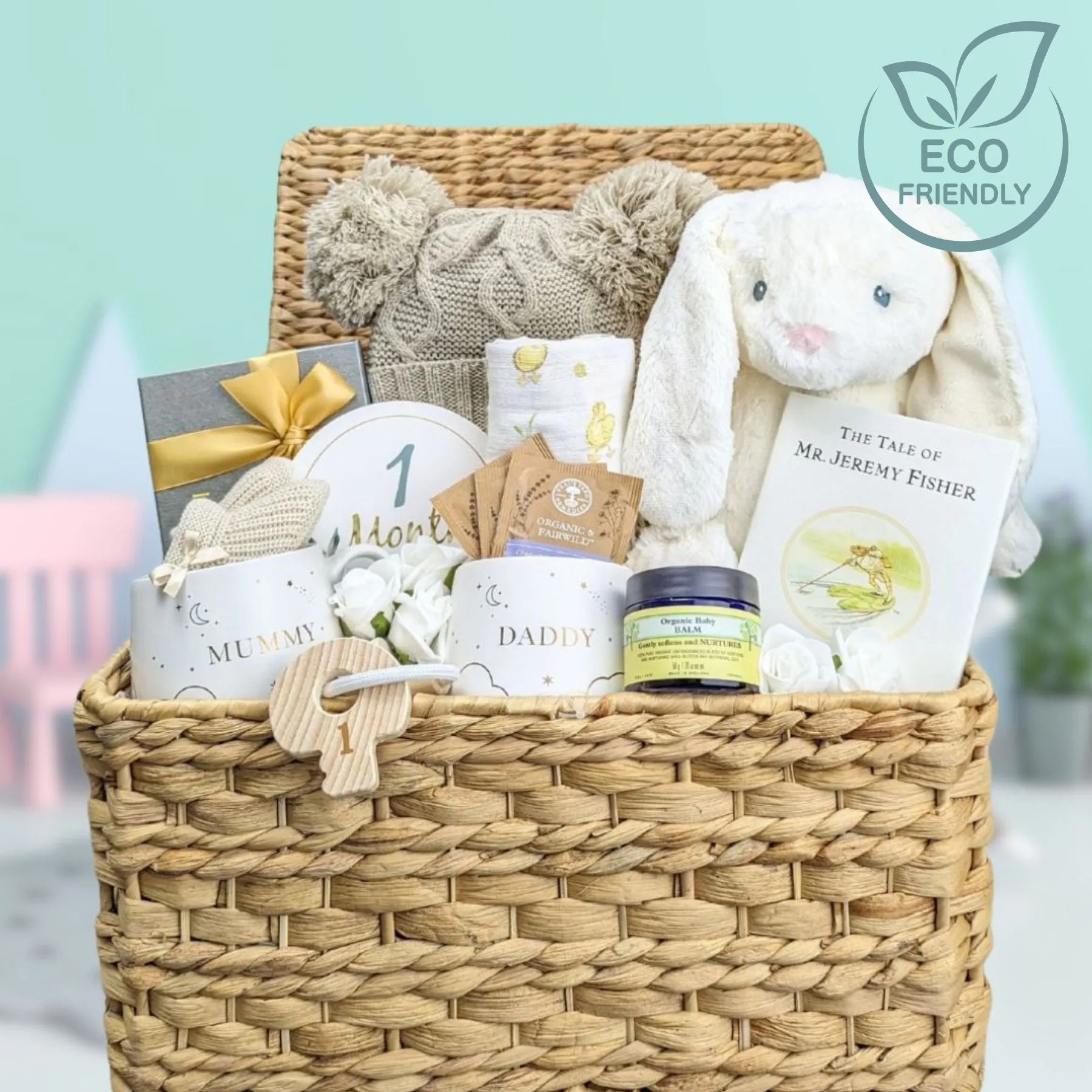 New Parent & Baby Gifts Basket Sweet Lullaby Bunny & Book