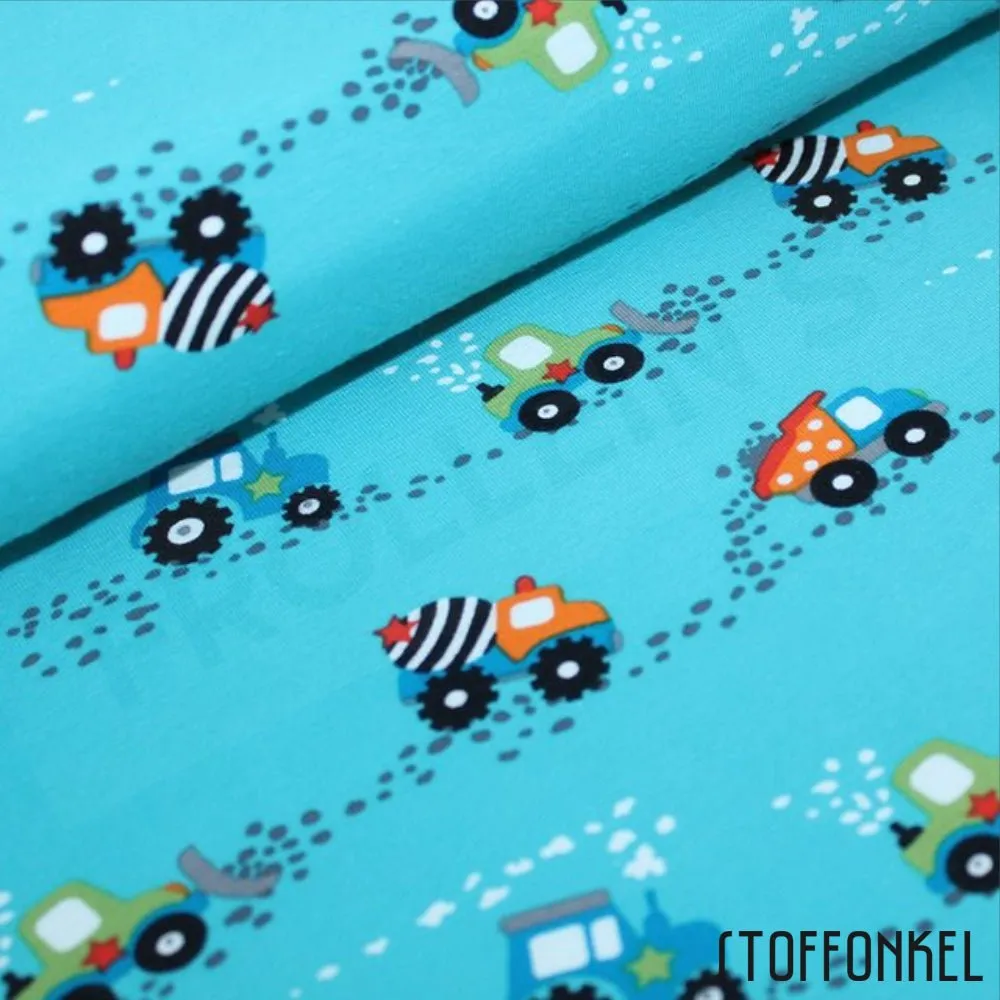 Organic Cotton Jersey - Construction Site - Blue