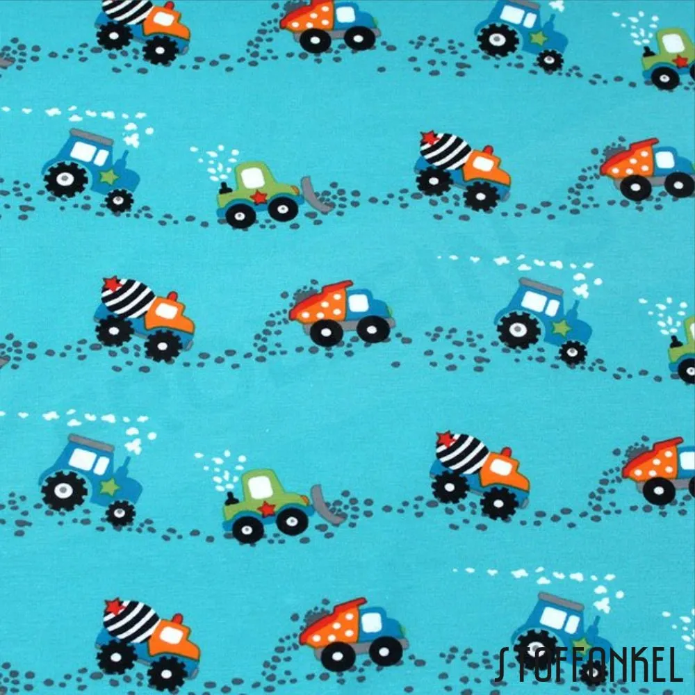 Organic Cotton Jersey - Construction Site - Blue