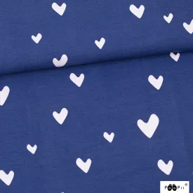 Organic Cotton Jersey - Hearts - Blue