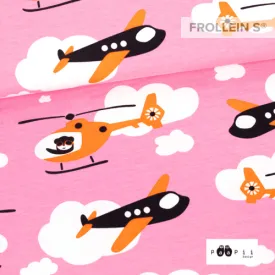 Organic Cotton Jersey-Helicopter-pink
