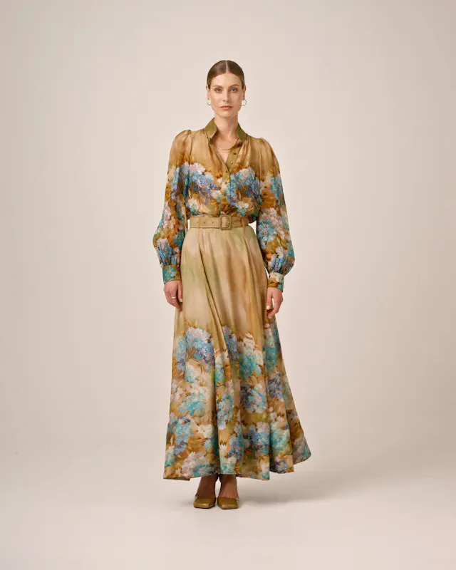Organza Maxi Skirt - Forest Flower