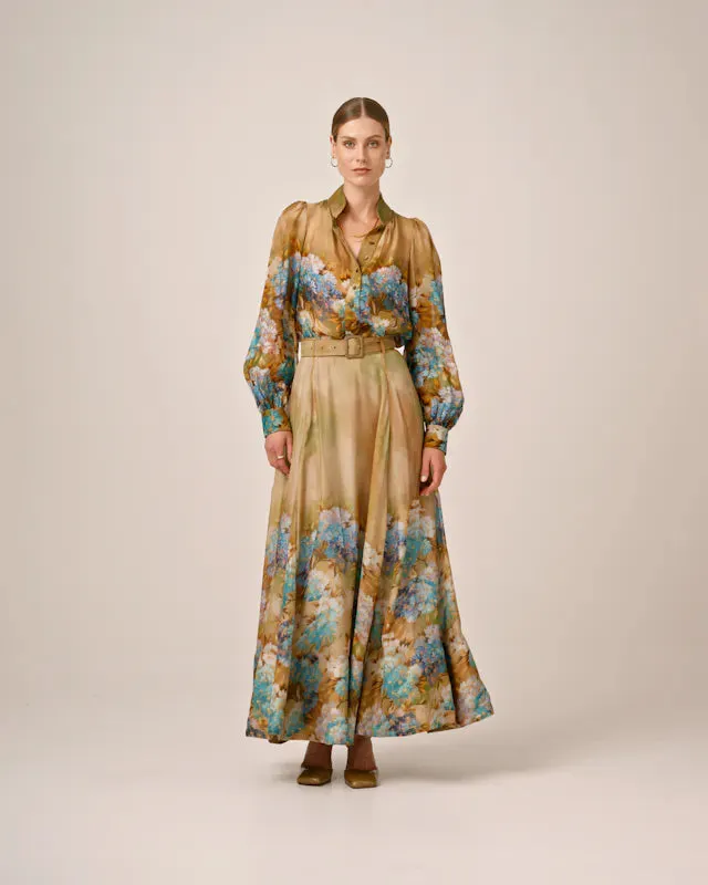 Organza Maxi Skirt - Forest Flower