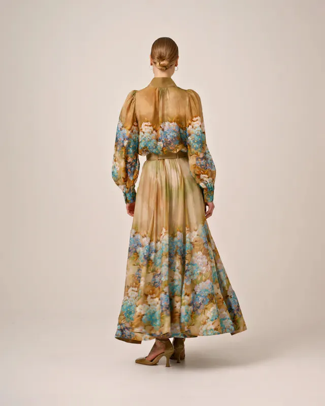 Organza Maxi Skirt - Forest Flower