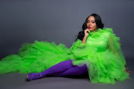 Oyemwen Tulle Maxi Dress Long Sleeves with Train (Gown)