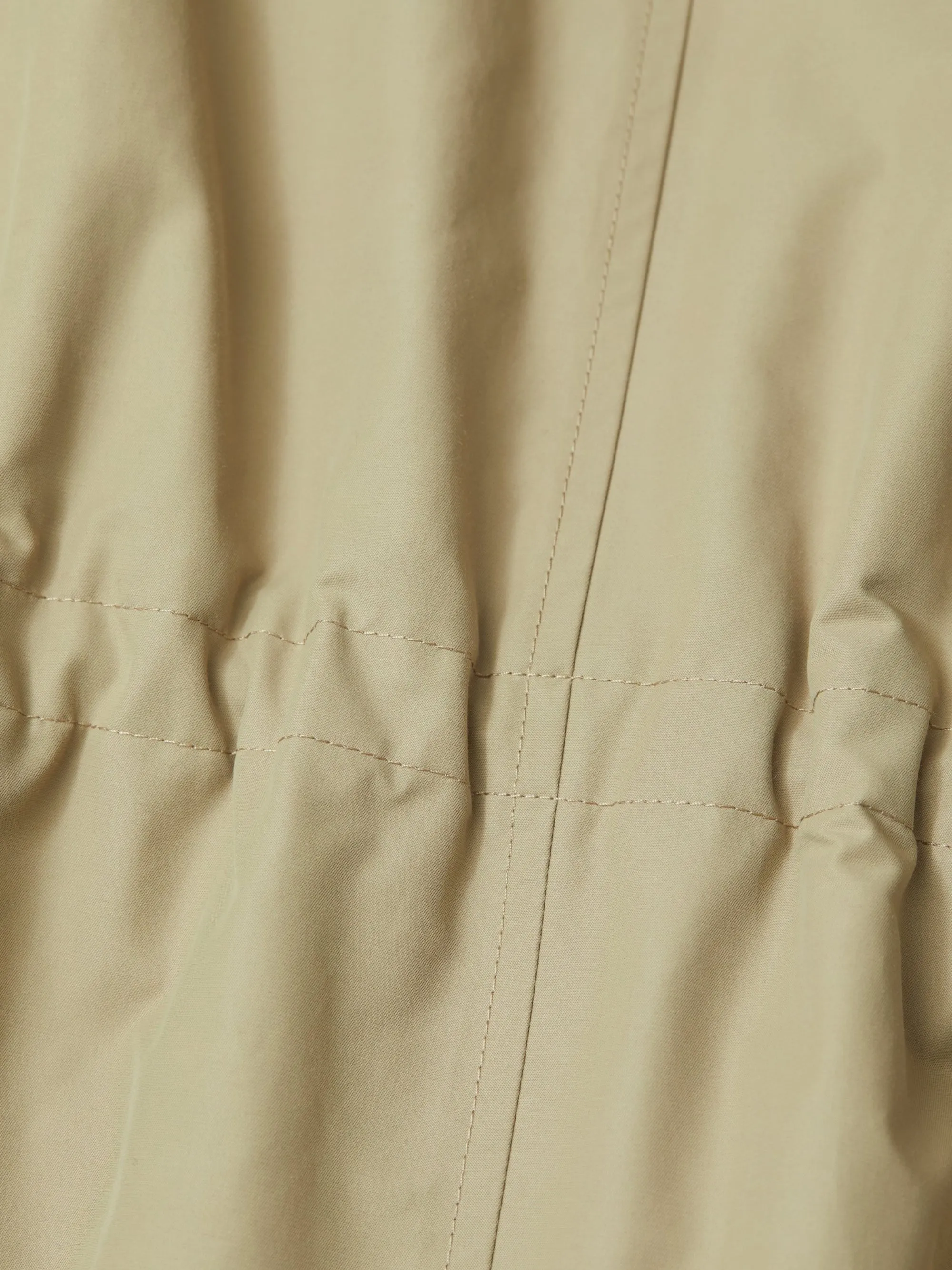 Parka a Trapezio con Cappuccio Khaki