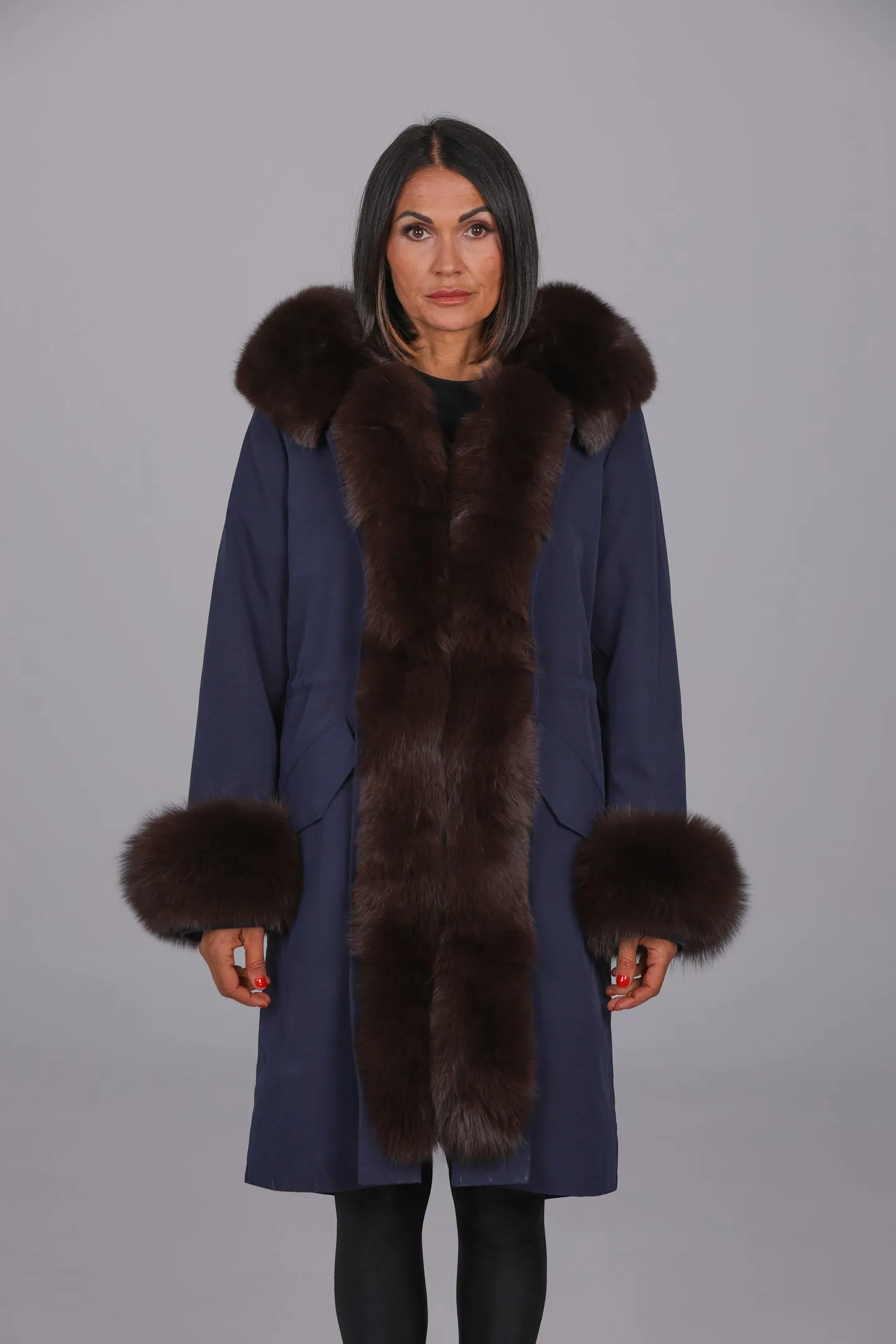 Parka in cotone tecnico impermeabile X-long brown